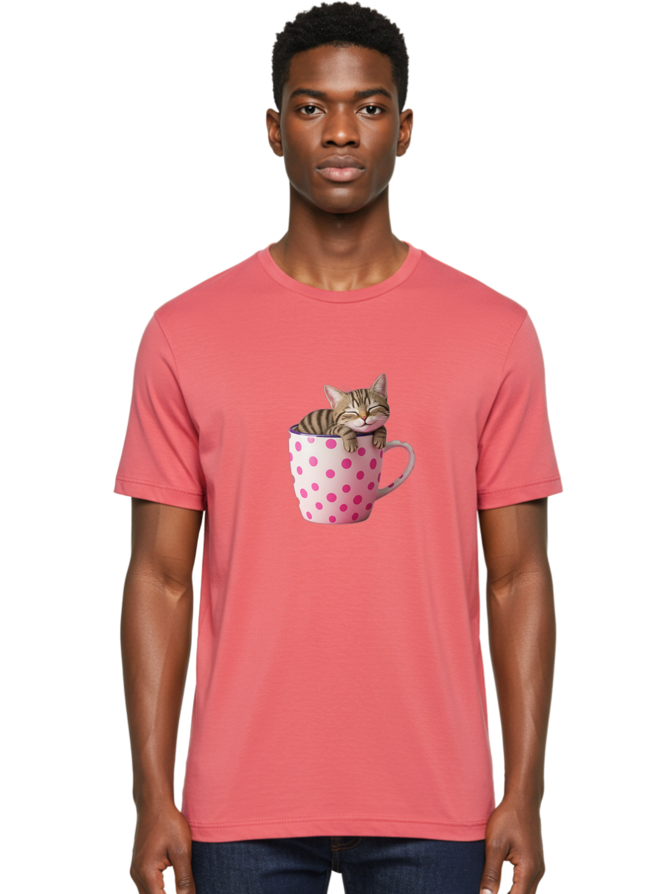 Cat-In-Polka-Dot-Mug Men'S Graphic Tee, 100% Cotton, Comfortable Casual Summer Wear, Machine Washable, Vintage Camera, Old Camera, Antique Camera, Black Camera, Classic Photography, Photography Equipment, Nostalgic Device, Film Camera, Bak206