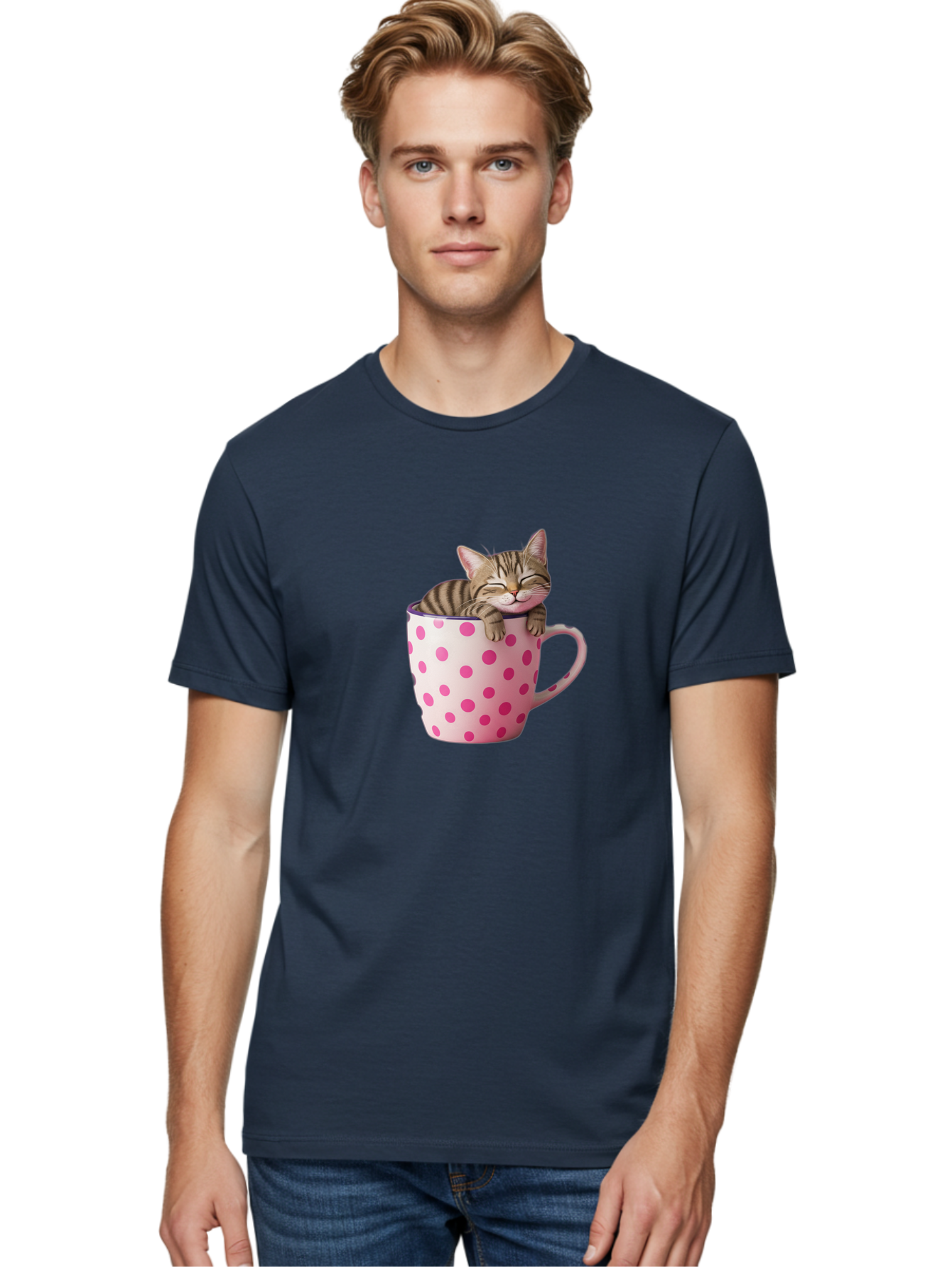 Cat-In-Polka-Dot-Mug Men'S Graphic Tee, 100% Cotton, Comfortable Casual Summer Wear, Machine Washable, Vintage Camera, Old Camera, Antique Camera, Black Camera, Classic Photography, Photography Equipment, Nostalgic Device, Film Camera, Bak206