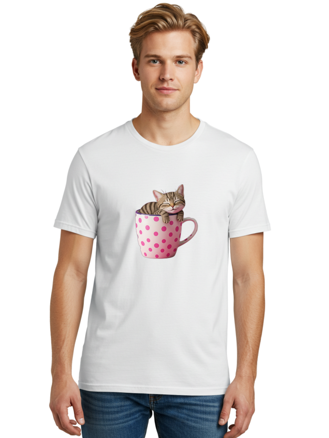 Cat-In-Polka-Dot-Mug Men'S Graphic Tee, 100% Cotton, Comfortable Casual Summer Wear, Machine Washable, Vintage Camera, Old Camera, Antique Camera, Black Camera, Classic Photography, Photography Equipment, Nostalgic Device, Film Camera, Bak206