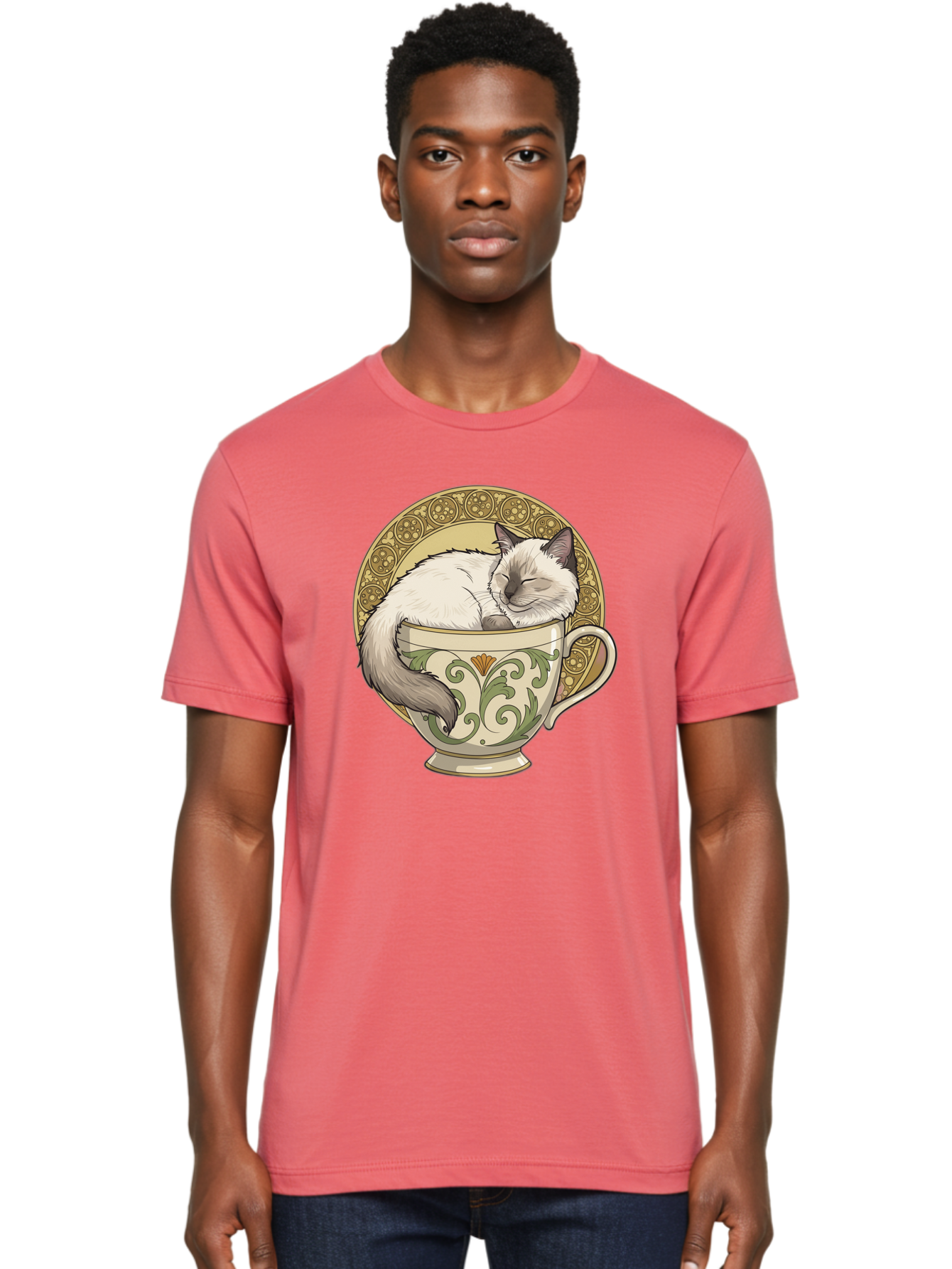Cat-In-Tea-Cup-1 Men'S Graphic Tee, 100% Cotton, Comfortable Casual Summer Wear, Machine Washable, Vintage Camera, Old Camera, Antique Camera, Black Camera, Classic Photography, Photography Equipment, Nostalgic Device, Film Camera, Camera Art Bak209