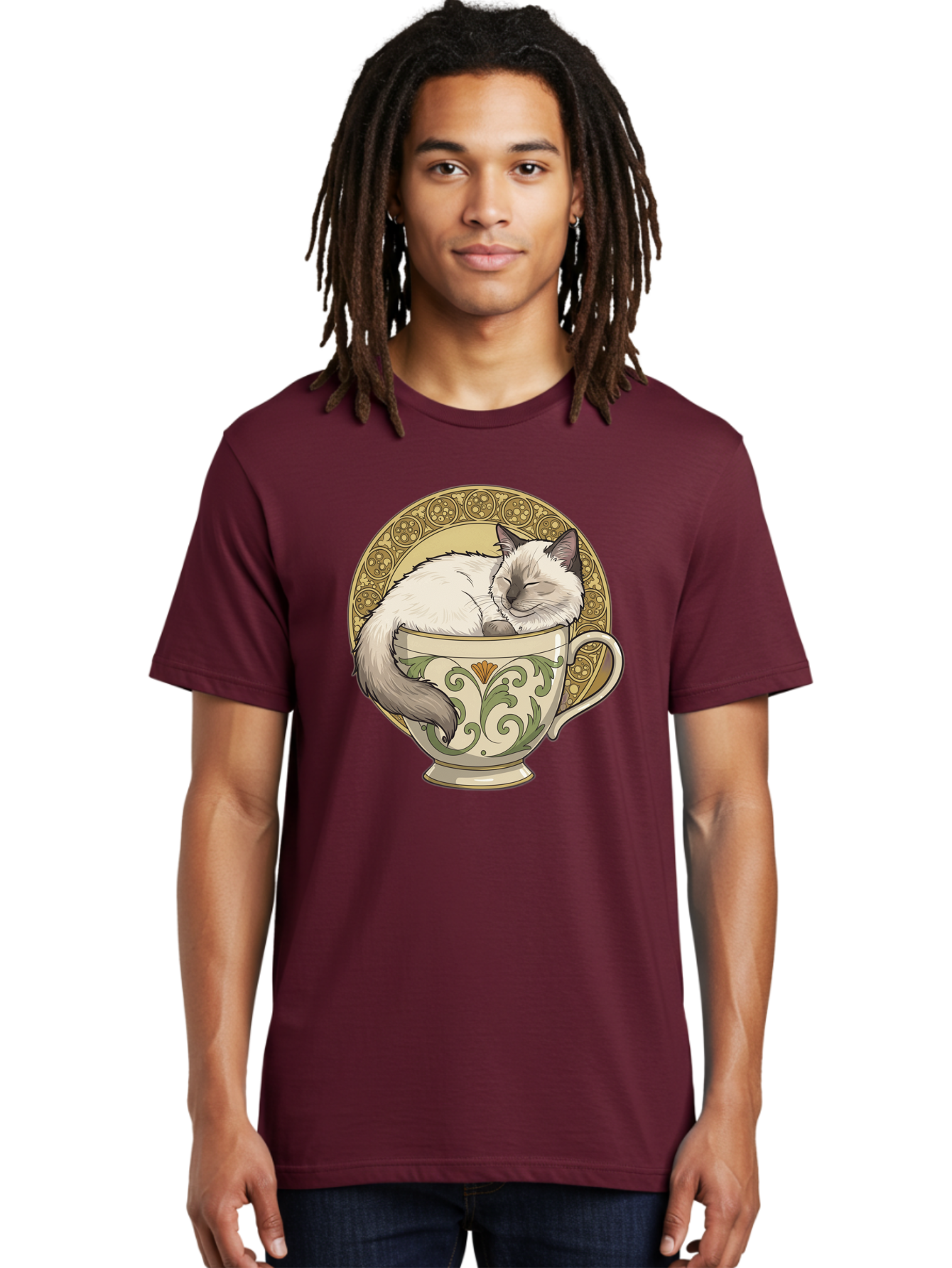Cat-In-Tea-Cup-1 Men'S Graphic Tee, 100% Cotton, Comfortable Casual Summer Wear, Machine Washable, Vintage Camera, Old Camera, Antique Camera, Black Camera, Classic Photography, Photography Equipment, Nostalgic Device, Film Camera, Camera Art Bak209