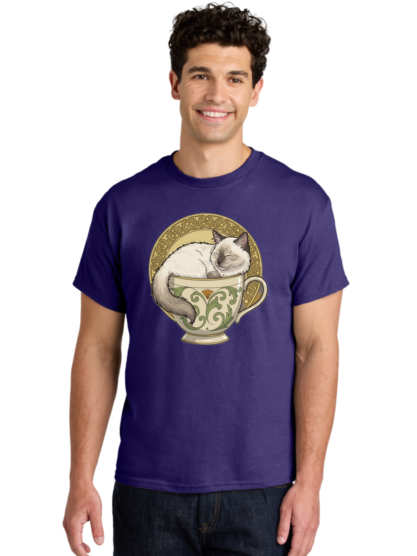 Cat-In-Tea-Cup-1 Men'S Graphic Tee, 100% Cotton, Comfortable Casual Summer Wear, Machine Washable, Vintage Camera, Old Camera, Antique Camera, Black Camera, Classic Photography, Photography Equipment, Nostalgic Device, Film Camera, Camera Art Bak209
