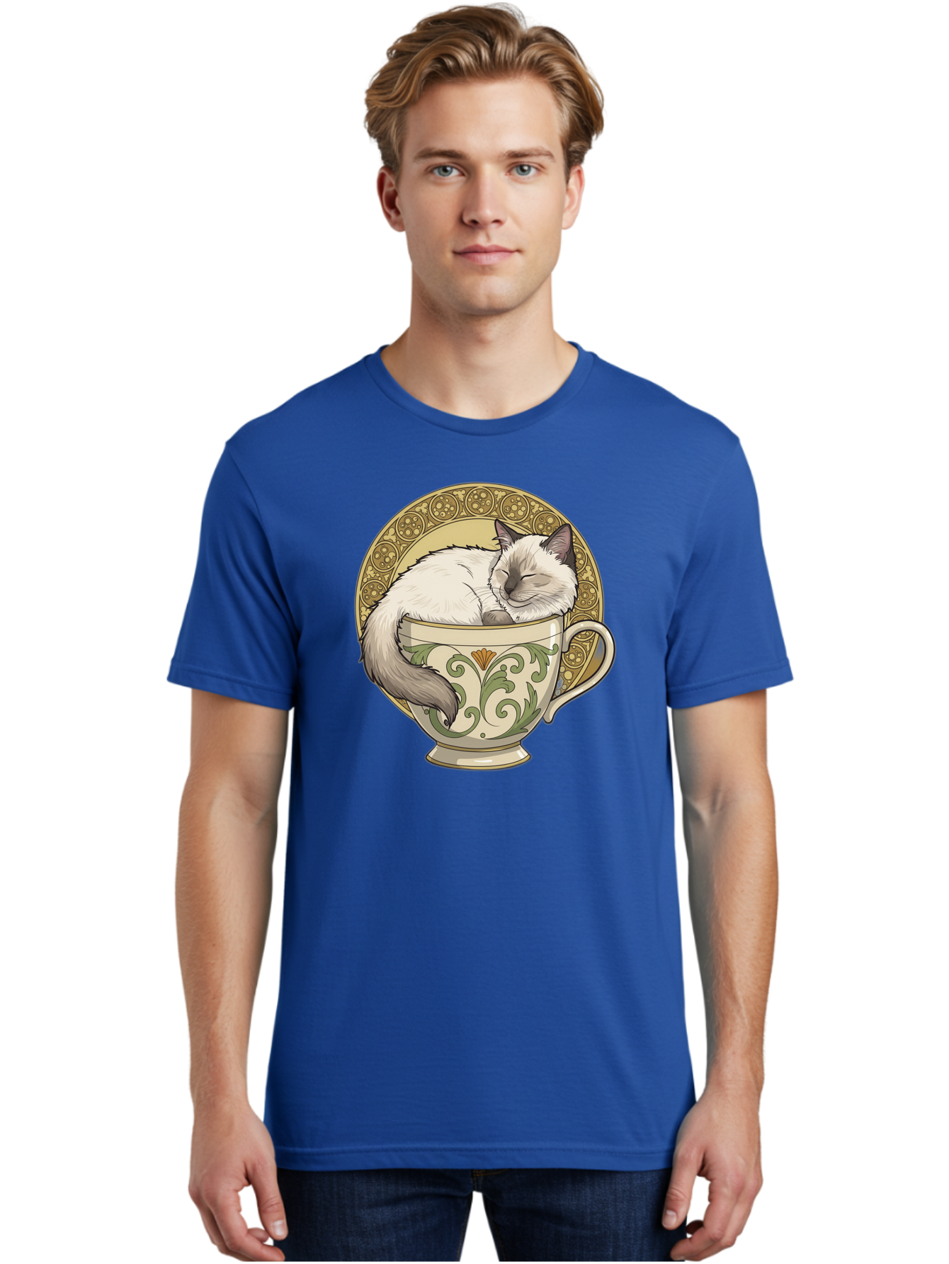 Cat-In-Tea-Cup-1 Men'S Graphic Tee, 100% Cotton, Comfortable Casual Summer Wear, Machine Washable, Vintage Camera, Old Camera, Antique Camera, Black Camera, Classic Photography, Photography Equipment, Nostalgic Device, Film Camera, Camera Art Bak209