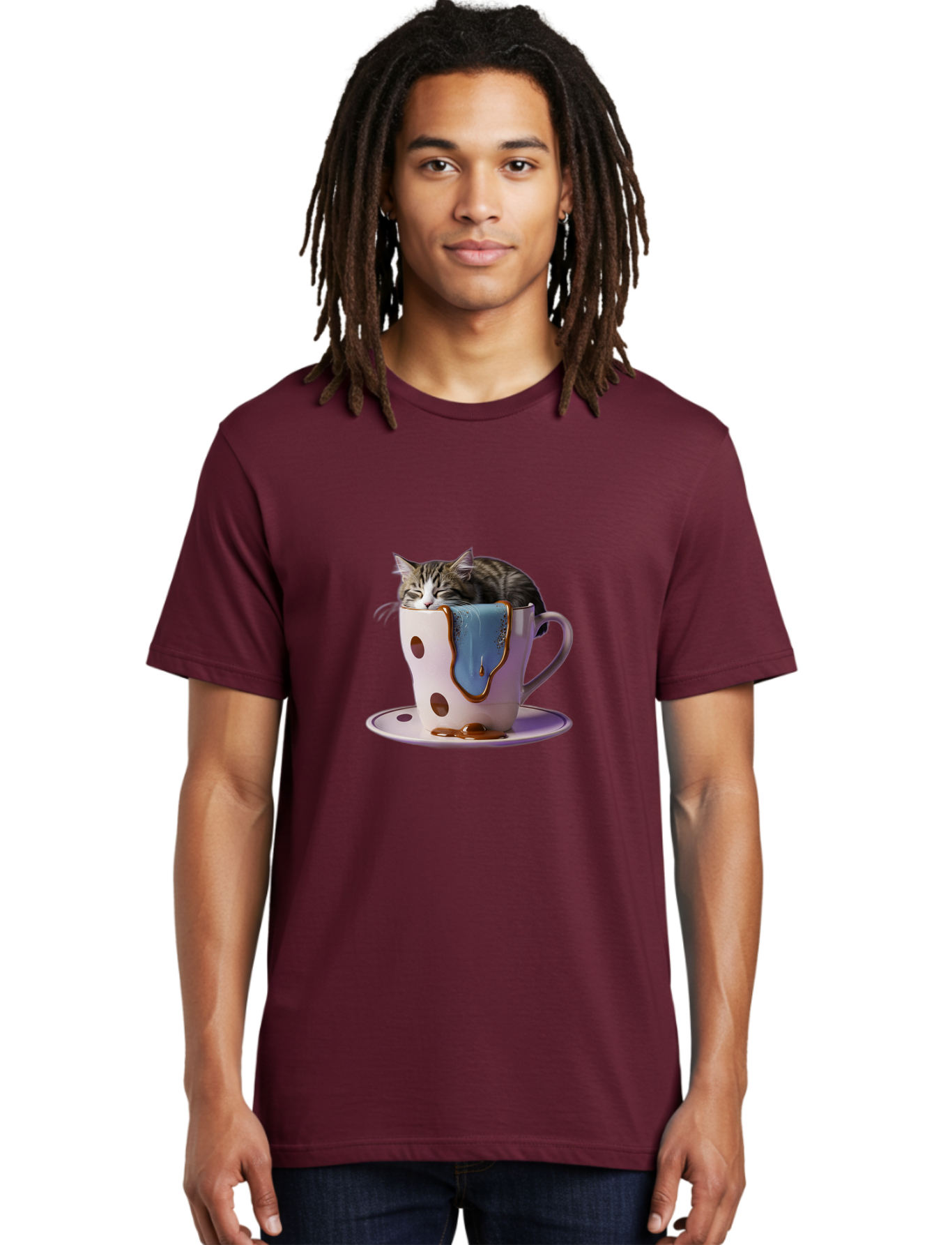Cat-In-Tea-Cup-2 Men'S Graphic Tee, 100% Cotton, Comfortable Casual Summer Wear, Machine Washable, Vintage Camera, Old Camera, Antique Camera, Black Camera, Classic Photography, Photography Equipment, Nostalgic Device, Film Camera, Camera Art Bak210