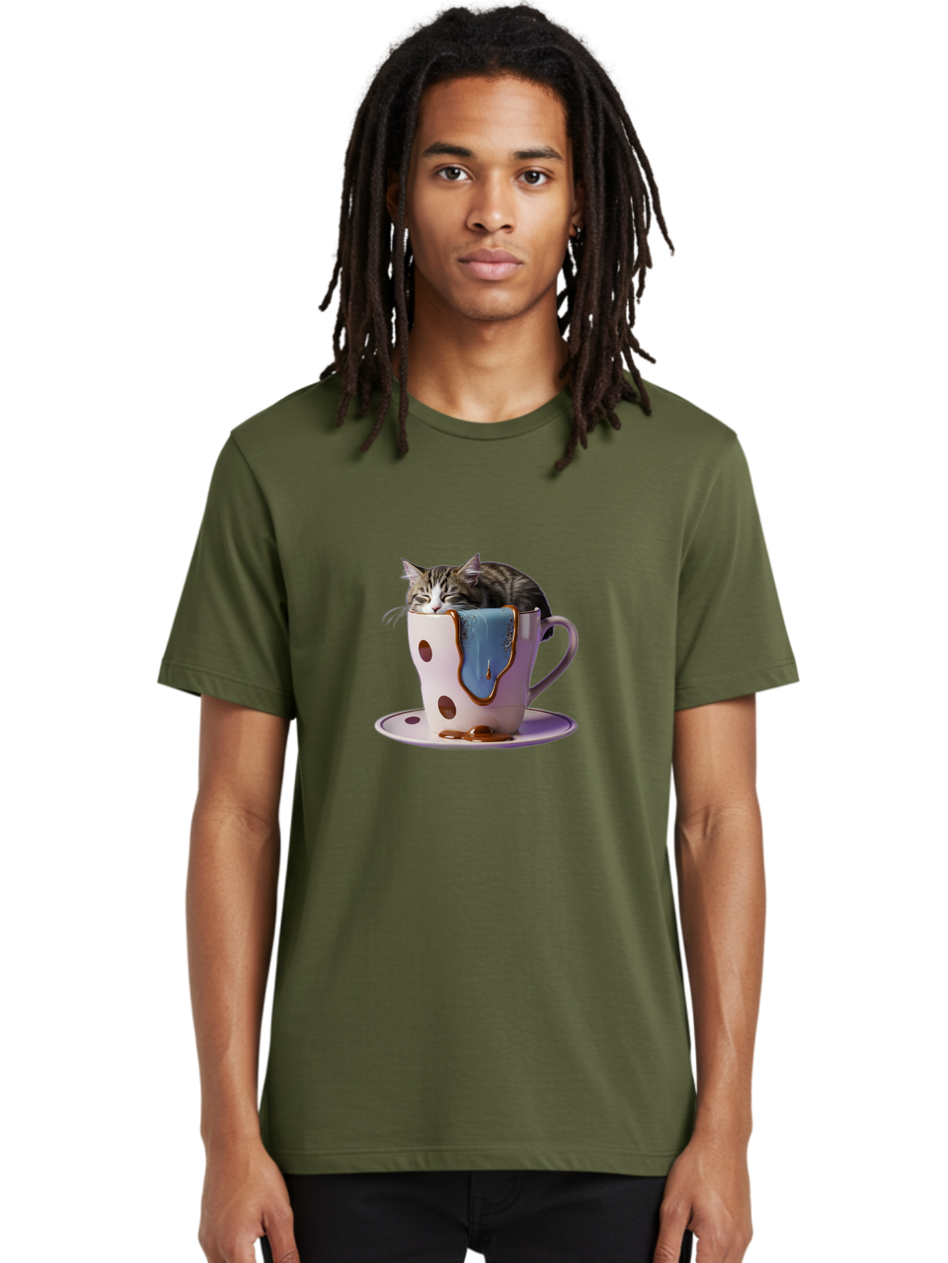 Cat-In-Tea-Cup-2 Men'S Graphic Tee, 100% Cotton, Comfortable Casual Summer Wear, Machine Washable, Vintage Camera, Old Camera, Antique Camera, Black Camera, Classic Photography, Photography Equipment, Nostalgic Device, Film Camera, Camera Art Bak210