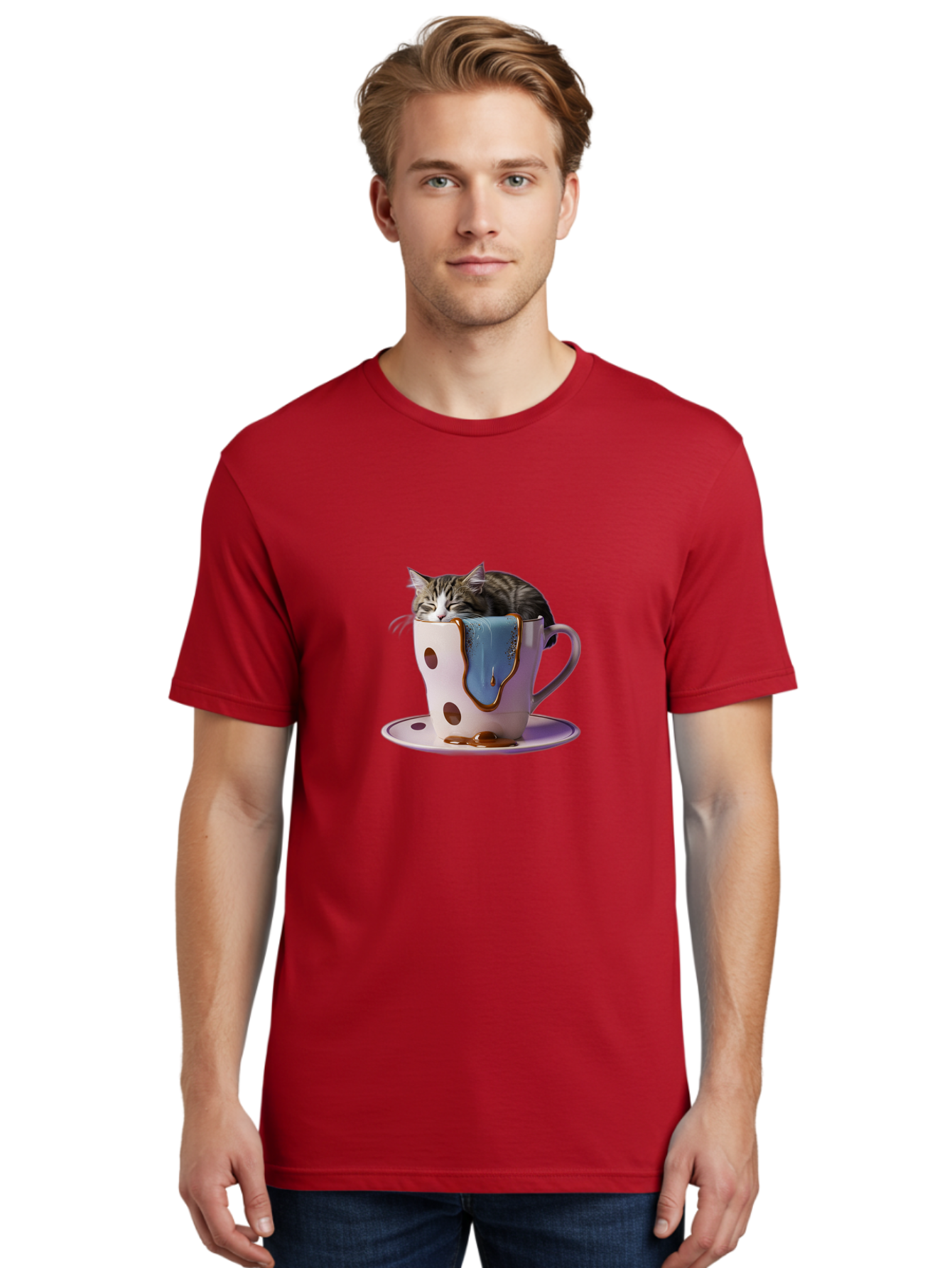 Cat-In-Tea-Cup-2 Men'S Graphic Tee, 100% Cotton, Comfortable Casual Summer Wear, Machine Washable, Vintage Camera, Old Camera, Antique Camera, Black Camera, Classic Photography, Photography Equipment, Nostalgic Device, Film Camera, Camera Art Bak210