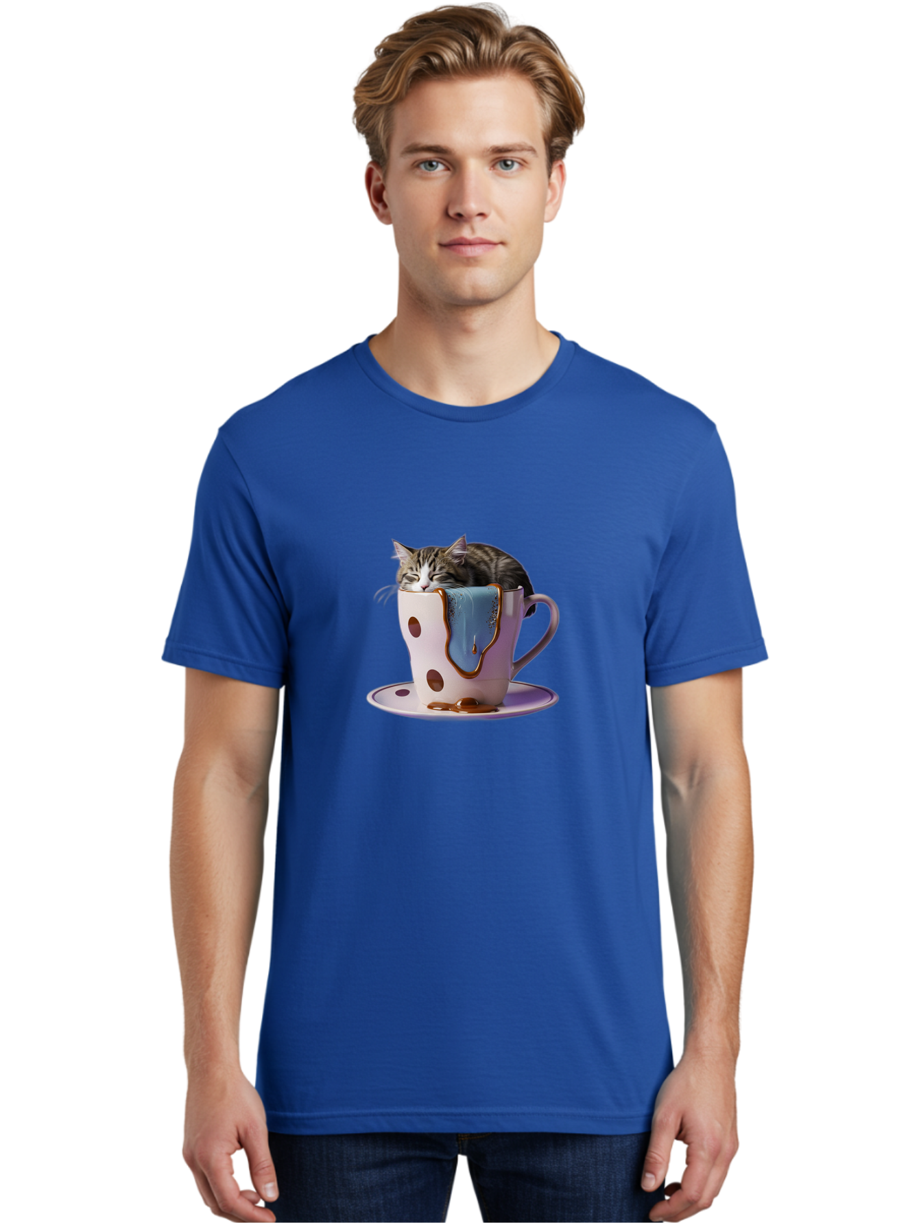 Cat-In-Tea-Cup-2 Men'S Graphic Tee, 100% Cotton, Comfortable Casual Summer Wear, Machine Washable, Vintage Camera, Old Camera, Antique Camera, Black Camera, Classic Photography, Photography Equipment, Nostalgic Device, Film Camera, Camera Art Bak210
