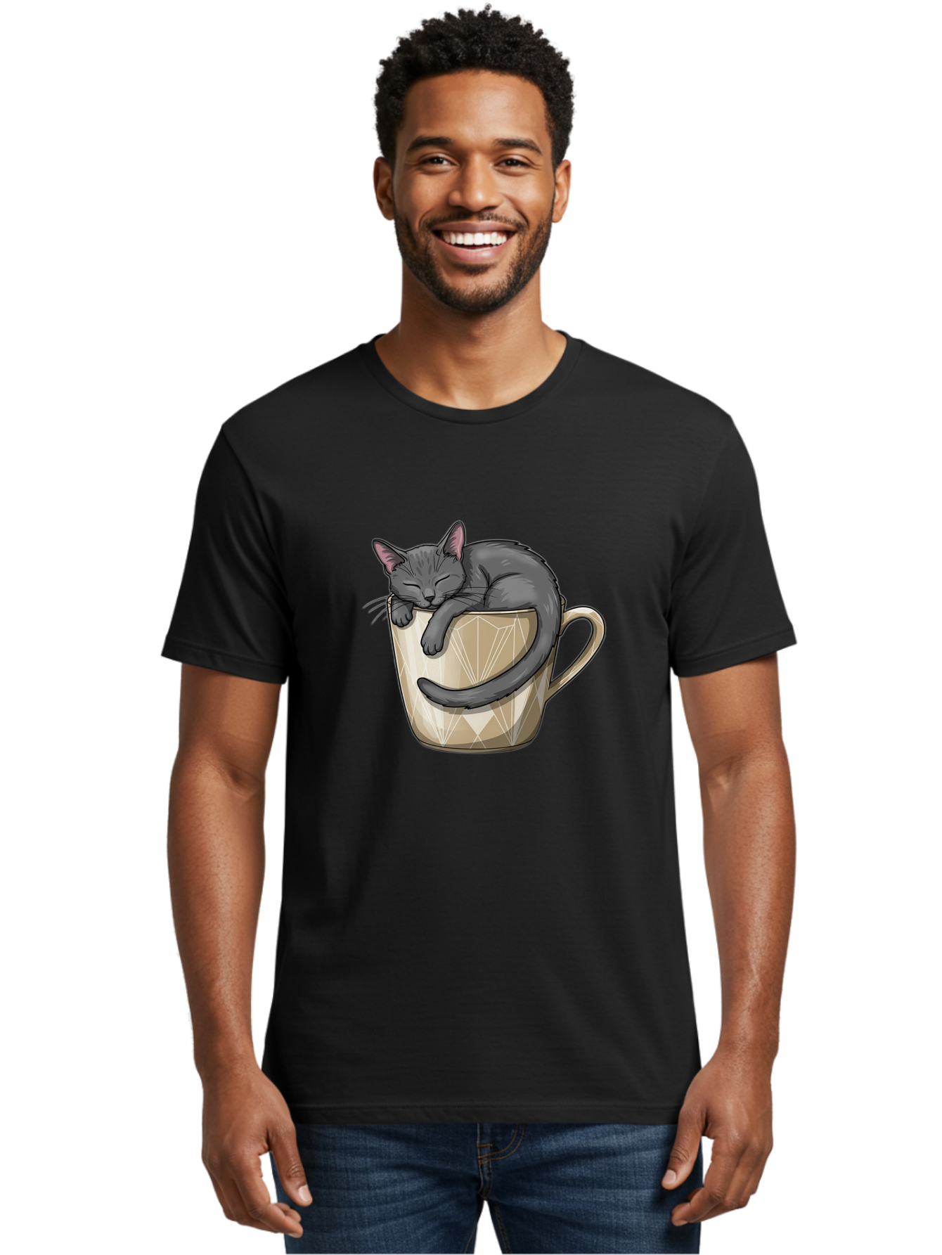 Cat-In-Tea-Cup Men'S Graphic Tee, 100% Cotton, Comfortable Casual Summer Wear, Machine Washable, Vintage Camera, Old Camera, Antique Camera, Black Camera, Classic Photography, Photography Equipment, Nostalgic Device, Film Camera, Camera Art Bak211
