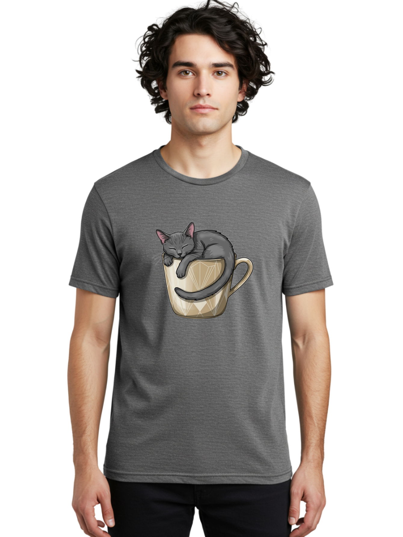 Cat-In-Tea-Cup Men'S Graphic Tee, 100% Cotton, Comfortable Casual Summer Wear, Machine Washable, Vintage Camera, Old Camera, Antique Camera, Black Camera, Classic Photography, Photography Equipment, Nostalgic Device, Film Camera, Camera Art Bak211
