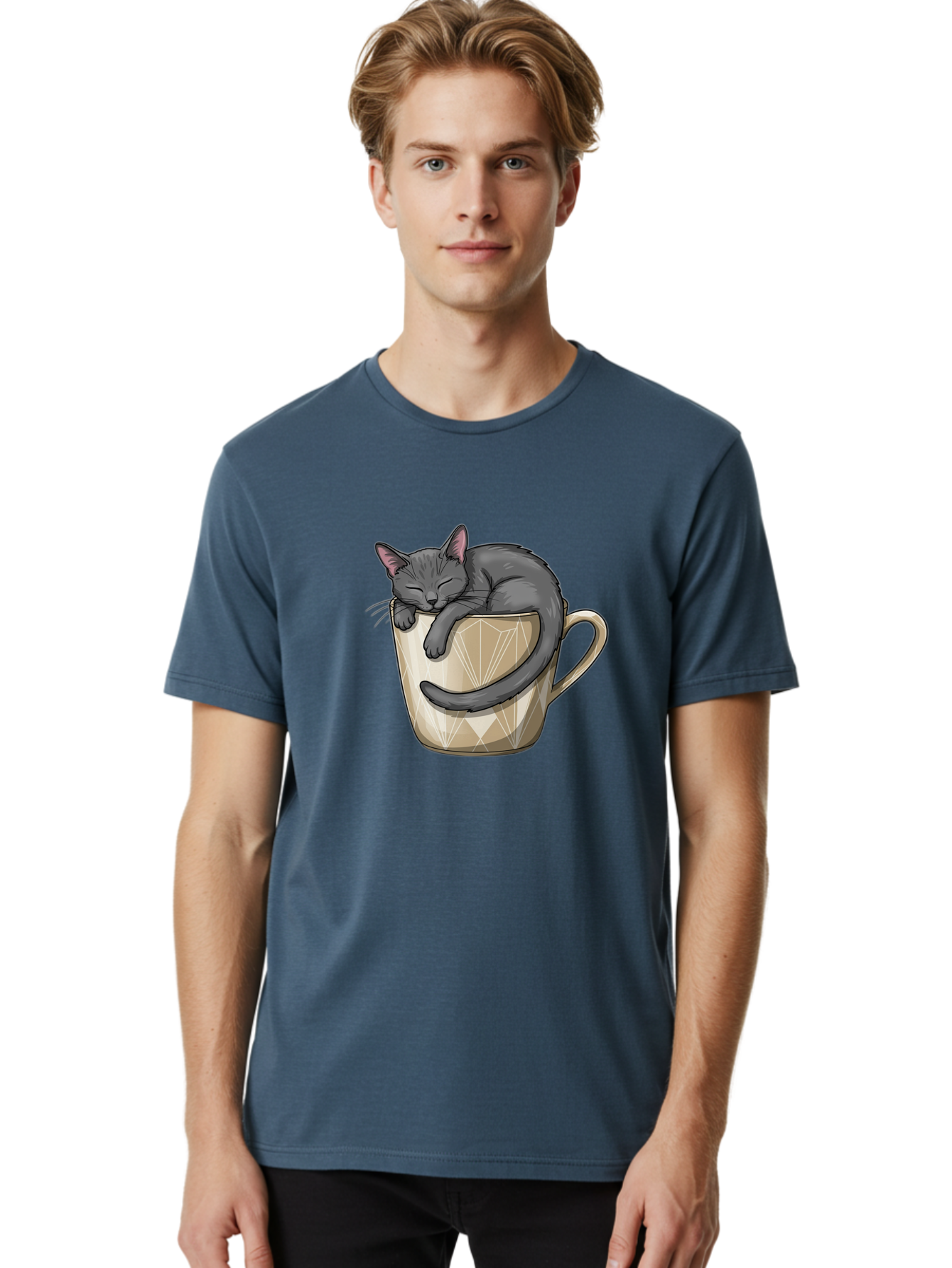 Cat-In-Tea-Cup Men'S Graphic Tee, 100% Cotton, Comfortable Casual Summer Wear, Machine Washable, Vintage Camera, Old Camera, Antique Camera, Black Camera, Classic Photography, Photography Equipment, Nostalgic Device, Film Camera, Camera Art Bak211