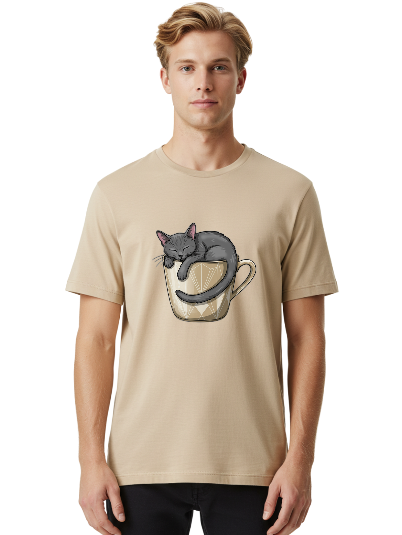Cat-In-Tea-Cup Men'S Graphic Tee, 100% Cotton, Comfortable Casual Summer Wear, Machine Washable, Vintage Camera, Old Camera, Antique Camera, Black Camera, Classic Photography, Photography Equipment, Nostalgic Device, Film Camera, Camera Art Bak211