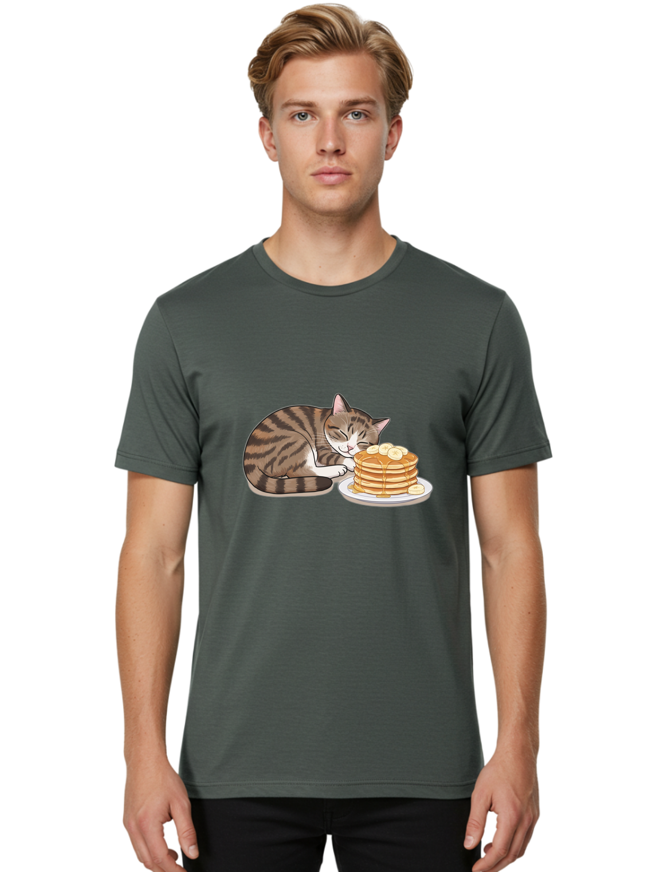 Cat-Pancakes Men'S Graphic Tee, 100% Cotton, Comfortable Casual Summer Wear, Machine Washable, Vintage Camera, Old Camera, Antique Camera, Black Camera, Classic Photography, Photography Equipment, Nostalgic Device, Film Camera, Camera Art Bak215