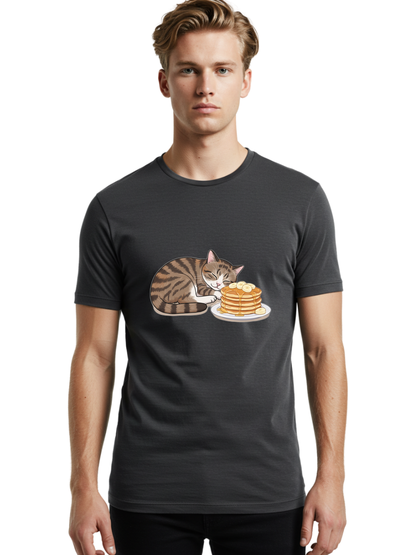 Cat-Pancakes Men'S Graphic Tee, 100% Cotton, Comfortable Casual Summer Wear, Machine Washable, Vintage Camera, Old Camera, Antique Camera, Black Camera, Classic Photography, Photography Equipment, Nostalgic Device, Film Camera, Camera Art Bak215