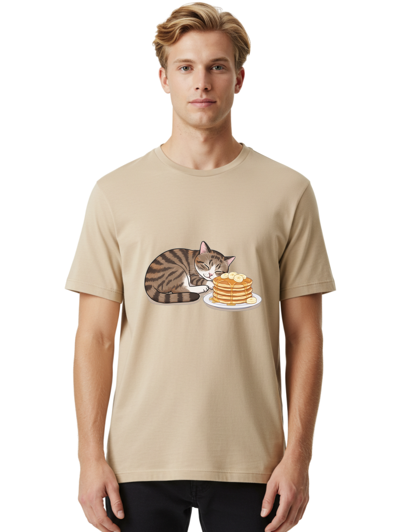 Cat-Pancakes Men'S Graphic Tee, 100% Cotton, Comfortable Casual Summer Wear, Machine Washable, Vintage Camera, Old Camera, Antique Camera, Black Camera, Classic Photography, Photography Equipment, Nostalgic Device, Film Camera, Camera Art Bak215