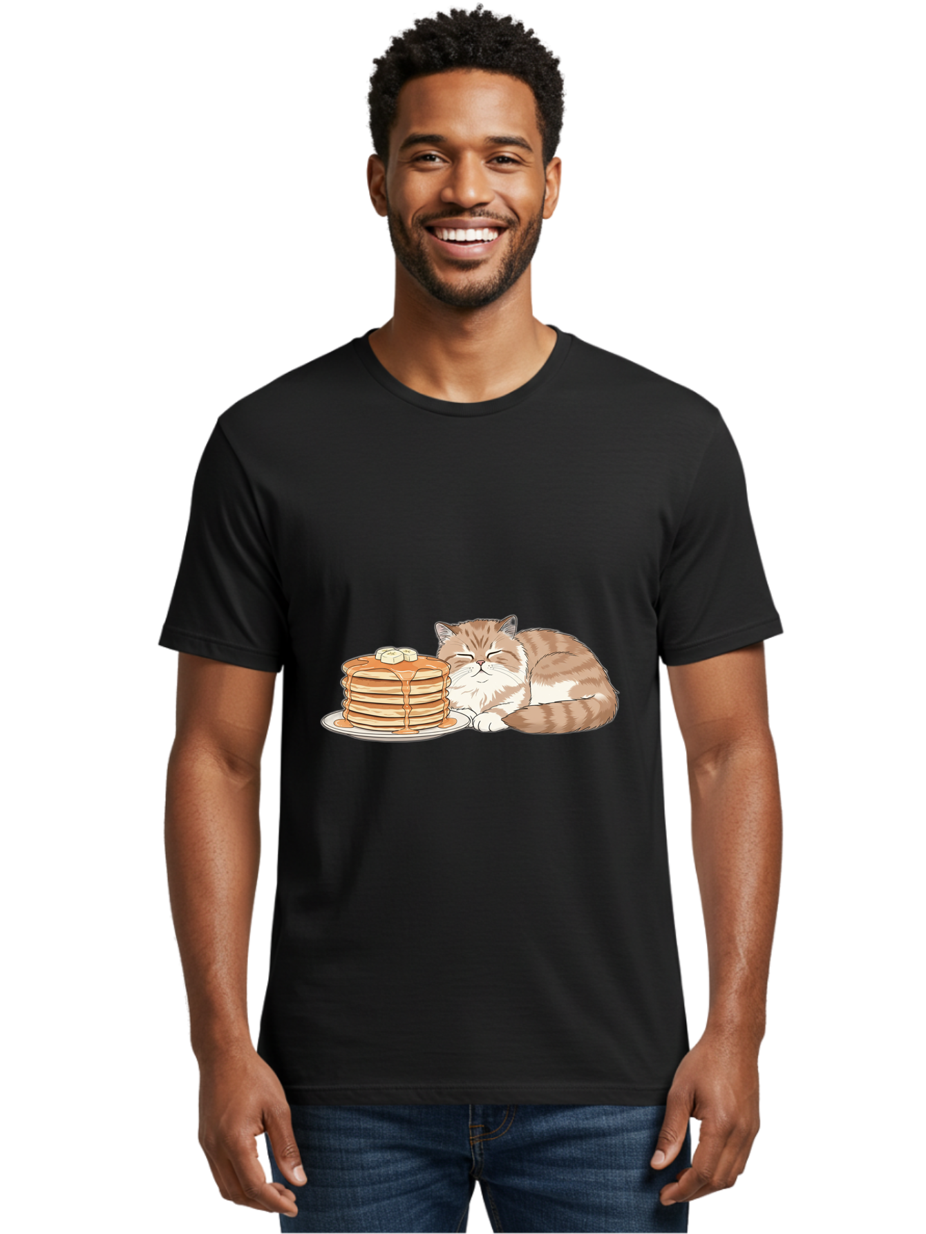 Cat-Sleeping-Beside-Pancakes Men'S Graphic Tee, 100% Cotton, Comfortable Casual Summer Wear, Machine Washable, Vintage Camera, Old Camera, Antique Camera, Black Camera, Classic Photography, Photography Equipment, Nostalgic Device, Film Camera, Bak216