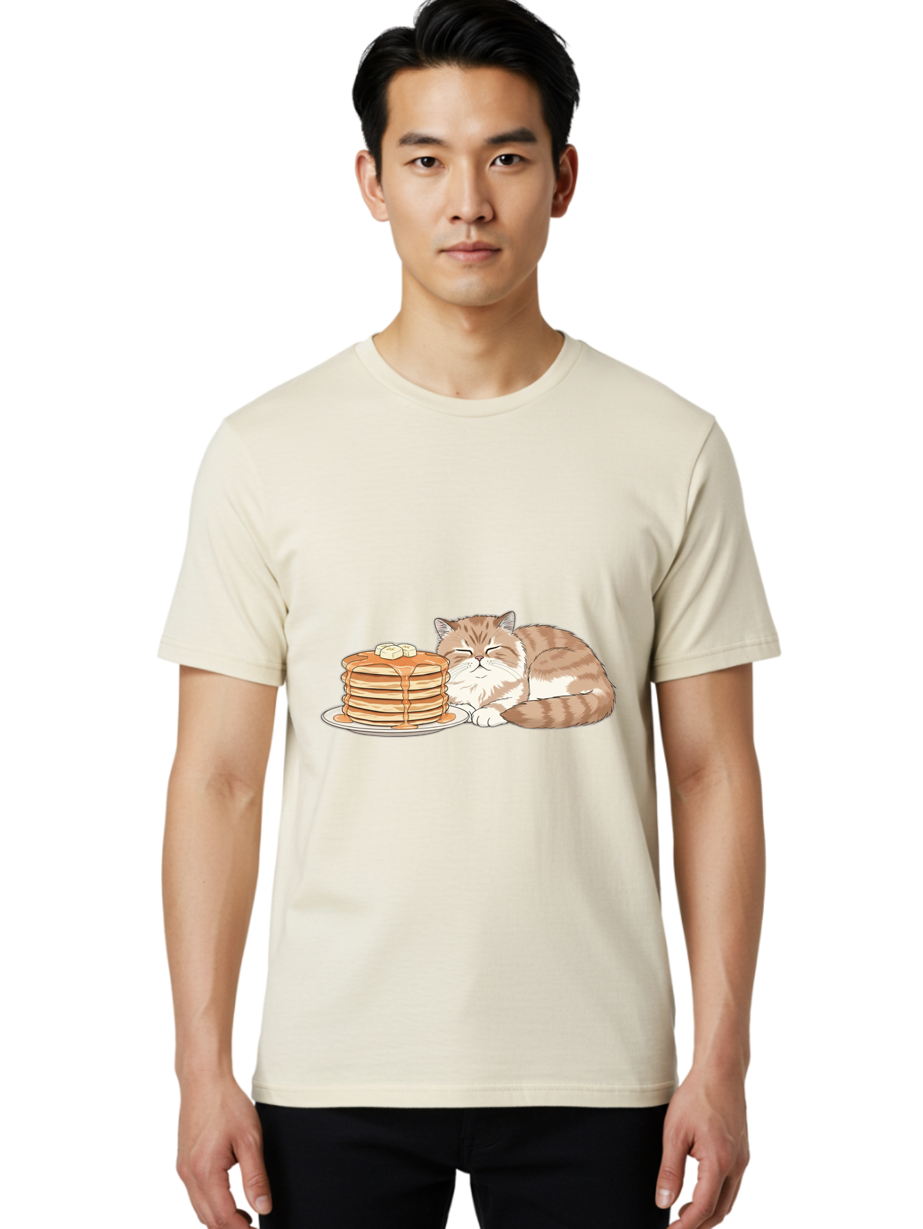Cat-Sleeping-Beside-Pancakes Men'S Graphic Tee, 100% Cotton, Comfortable Casual Summer Wear, Machine Washable, Vintage Camera, Old Camera, Antique Camera, Black Camera, Classic Photography, Photography Equipment, Nostalgic Device, Film Camera, Bak216