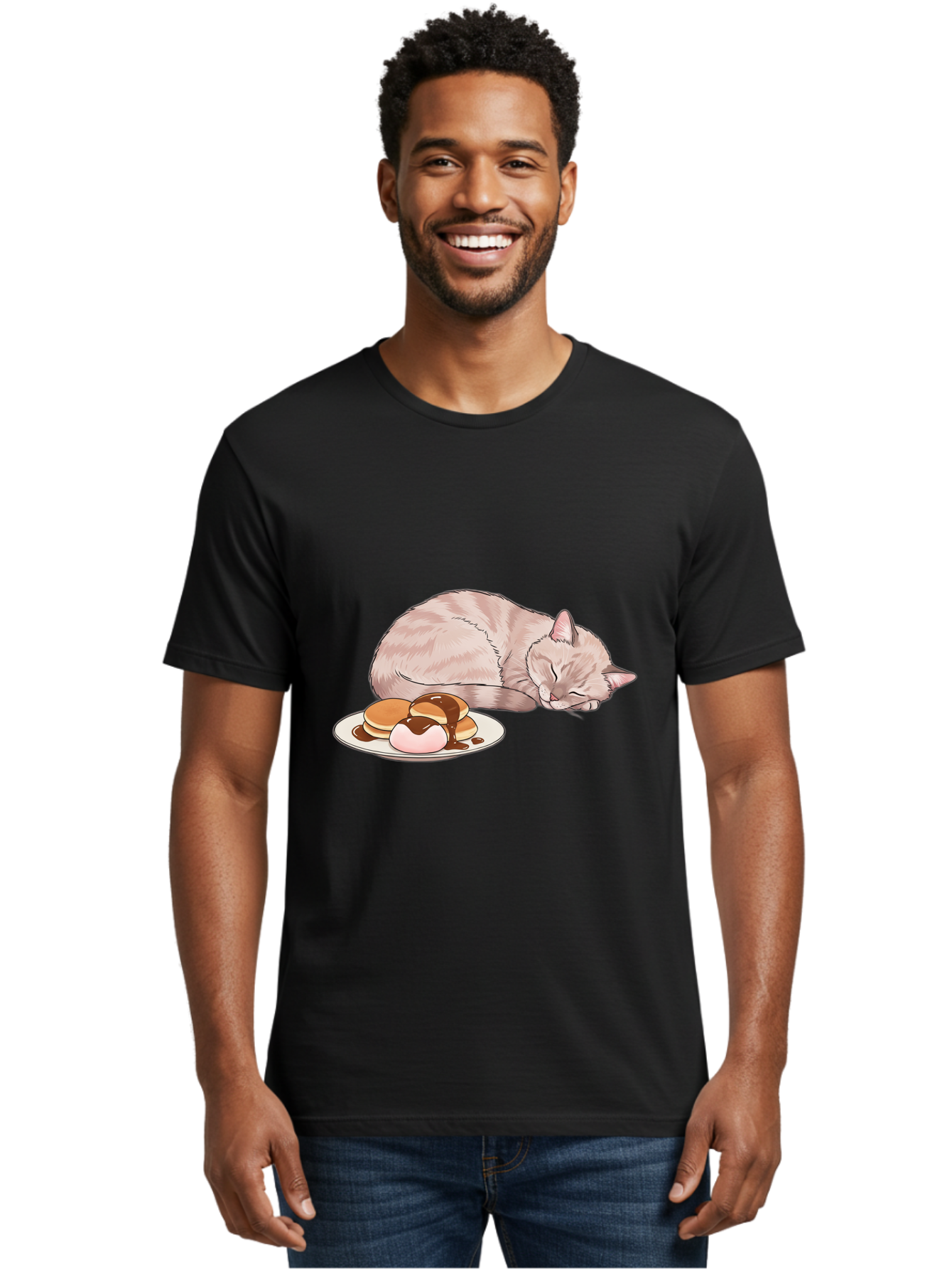 Cat-Sleeping-Near-Pancakes Men'S Graphic Tee, 100% Cotton, Comfortable Casual Summer Wear, Machine Washable, Vintage Camera, Old Camera, Antique Camera, Black Camera, Classic Photography, Photography Equipment, Nostalgic Device, Film Camera, Bak217