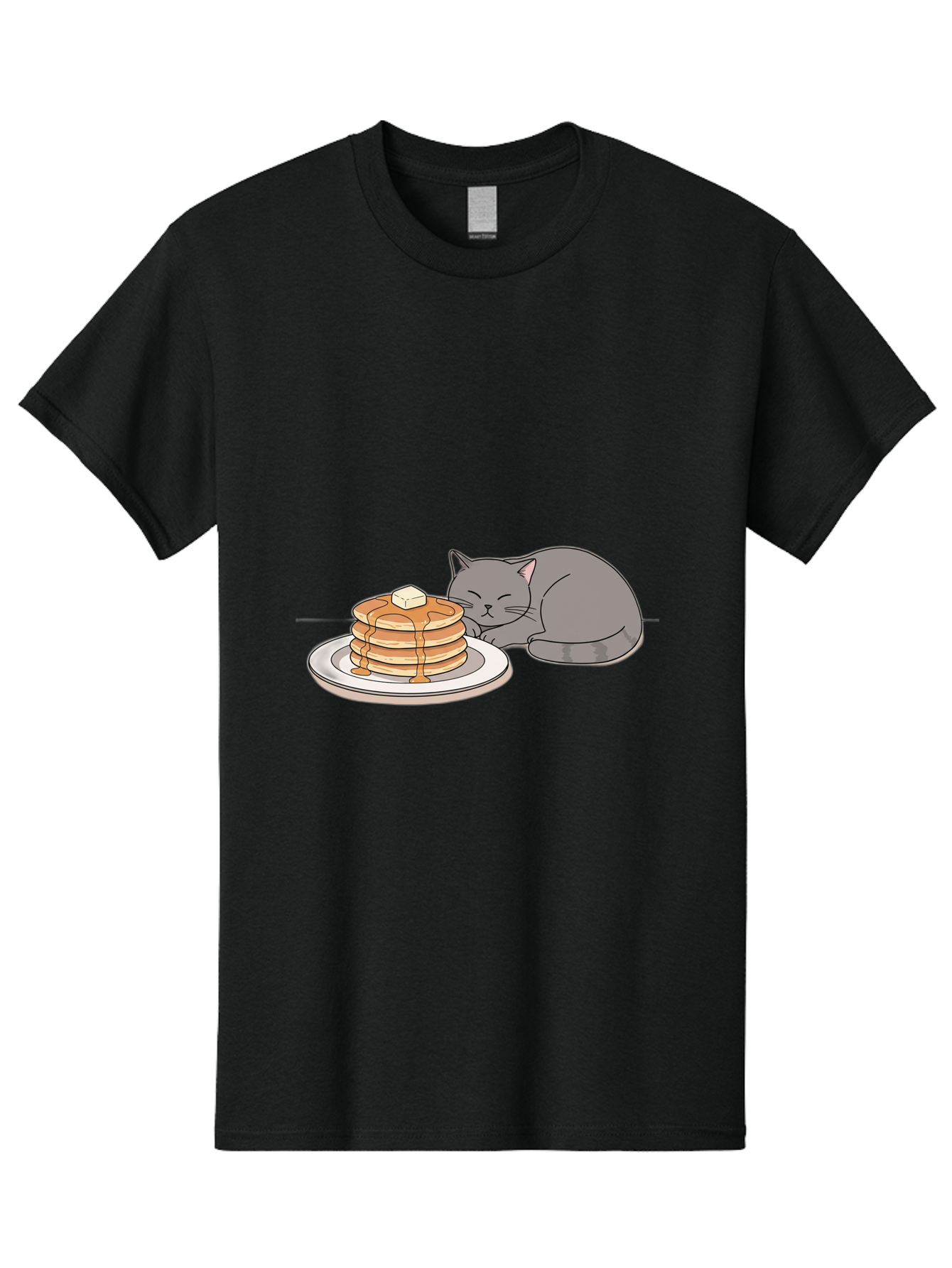 Cat-Sleeping-Next-To-Pancakes-1 Men'S Graphic Tee, 100% Cotton, Comfortable Casual Summer Wear, Machine Washable, Vintage Camera, Old Camera, Antique Camera, Black Camera, Classic Photography, Photography Equipment, Nostalgic Device, Bak218