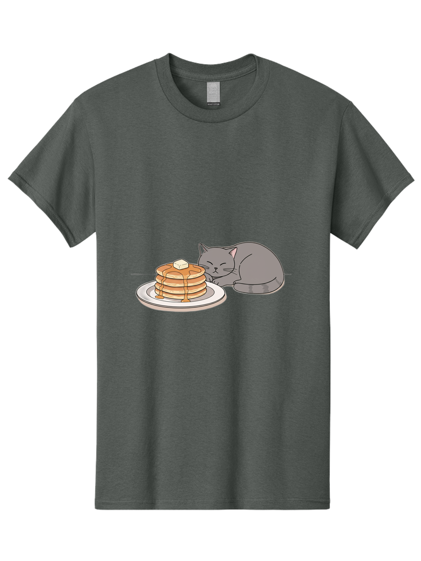 Cat-Sleeping-Next-To-Pancakes-1 Men'S Graphic Tee, 100% Cotton, Comfortable Casual Summer Wear, Machine Washable, Vintage Camera, Old Camera, Antique Camera, Black Camera, Classic Photography, Photography Equipment, Nostalgic Device, Bak218