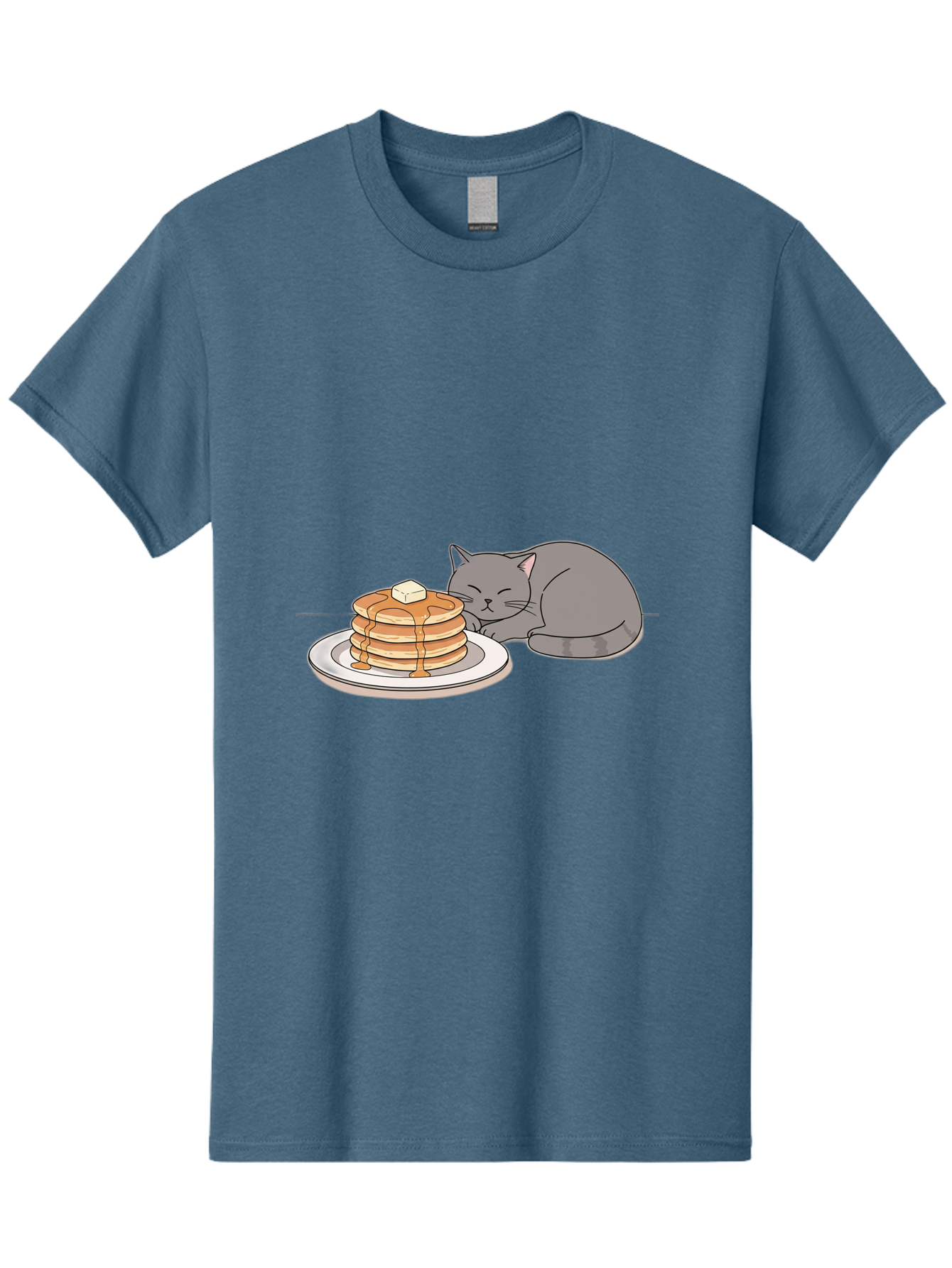 Cat-Sleeping-Next-To-Pancakes-1 Men'S Graphic Tee, 100% Cotton, Comfortable Casual Summer Wear, Machine Washable, Vintage Camera, Old Camera, Antique Camera, Black Camera, Classic Photography, Photography Equipment, Nostalgic Device, Bak218
