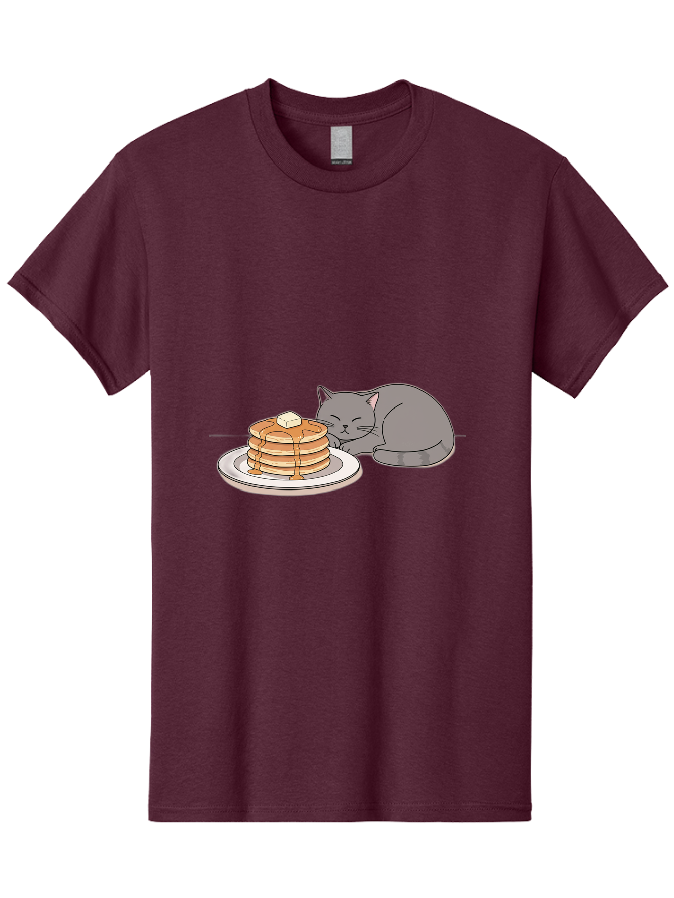 Cat-Sleeping-Next-To-Pancakes-1 Men'S Graphic Tee, 100% Cotton, Comfortable Casual Summer Wear, Machine Washable, Vintage Camera, Old Camera, Antique Camera, Black Camera, Classic Photography, Photography Equipment, Nostalgic Device, Bak218