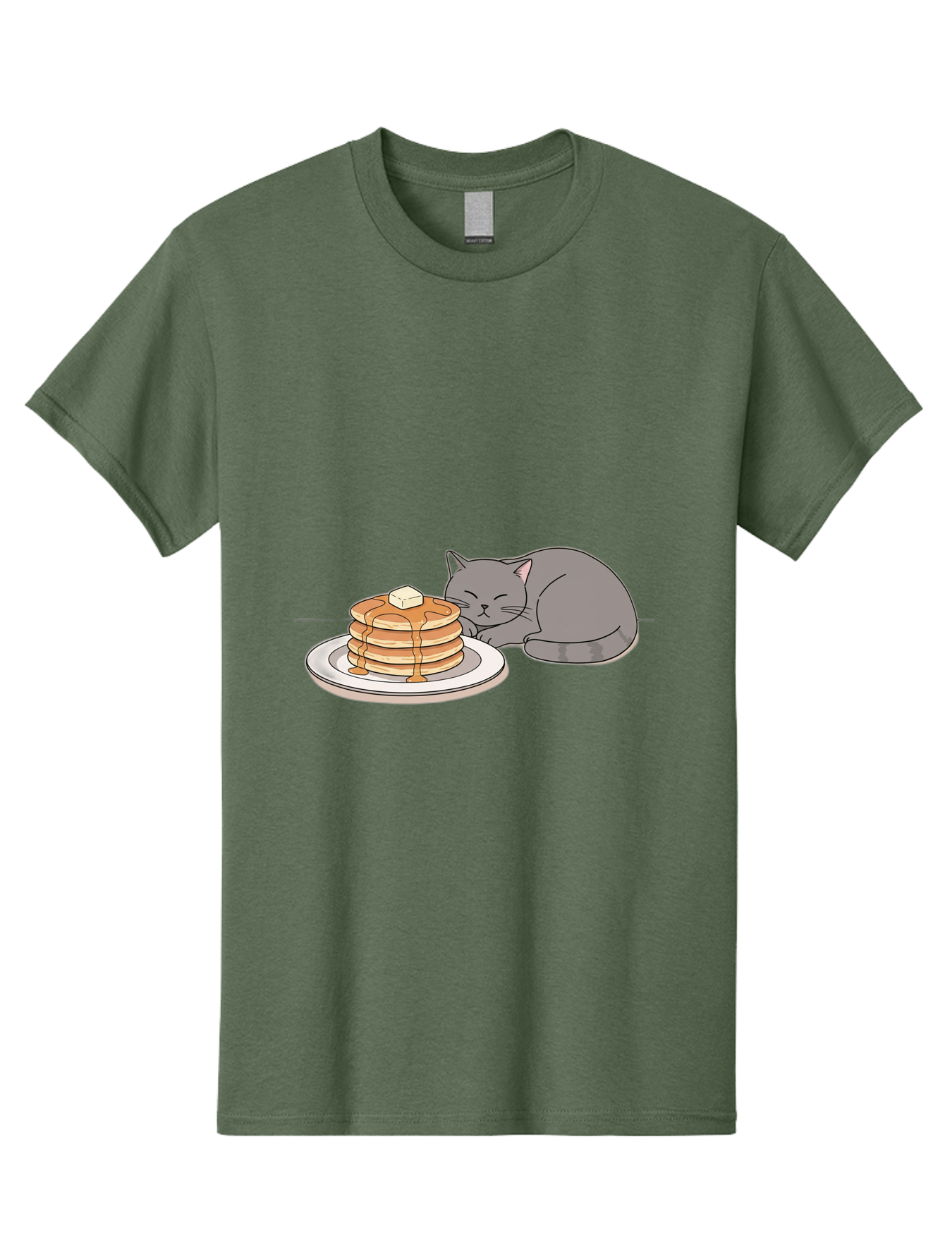 Cat-Sleeping-Next-To-Pancakes-1 Men'S Graphic Tee, 100% Cotton, Comfortable Casual Summer Wear, Machine Washable, Vintage Camera, Old Camera, Antique Camera, Black Camera, Classic Photography, Photography Equipment, Nostalgic Device, Bak218