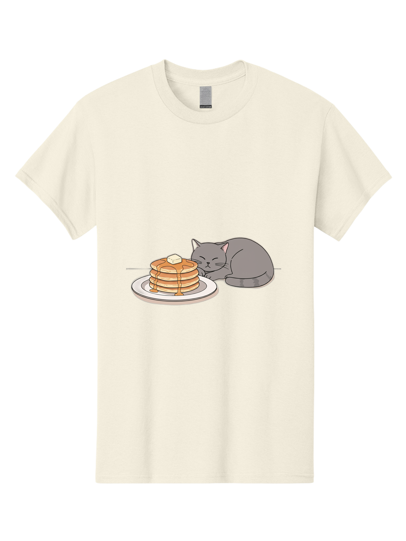 Cat-Sleeping-Next-To-Pancakes-1 Men'S Graphic Tee, 100% Cotton, Comfortable Casual Summer Wear, Machine Washable, Vintage Camera, Old Camera, Antique Camera, Black Camera, Classic Photography, Photography Equipment, Nostalgic Device, Bak218
