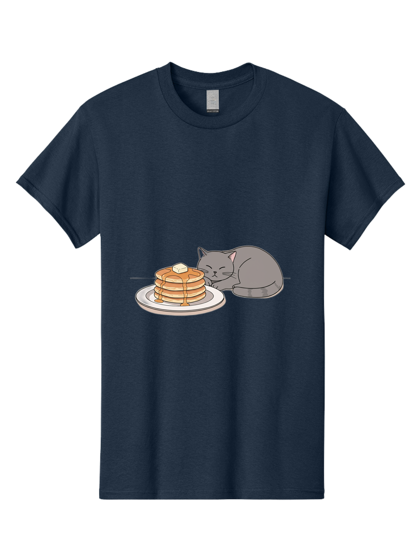 Cat-Sleeping-Next-To-Pancakes-1 Men'S Graphic Tee, 100% Cotton, Comfortable Casual Summer Wear, Machine Washable, Vintage Camera, Old Camera, Antique Camera, Black Camera, Classic Photography, Photography Equipment, Nostalgic Device, Bak218