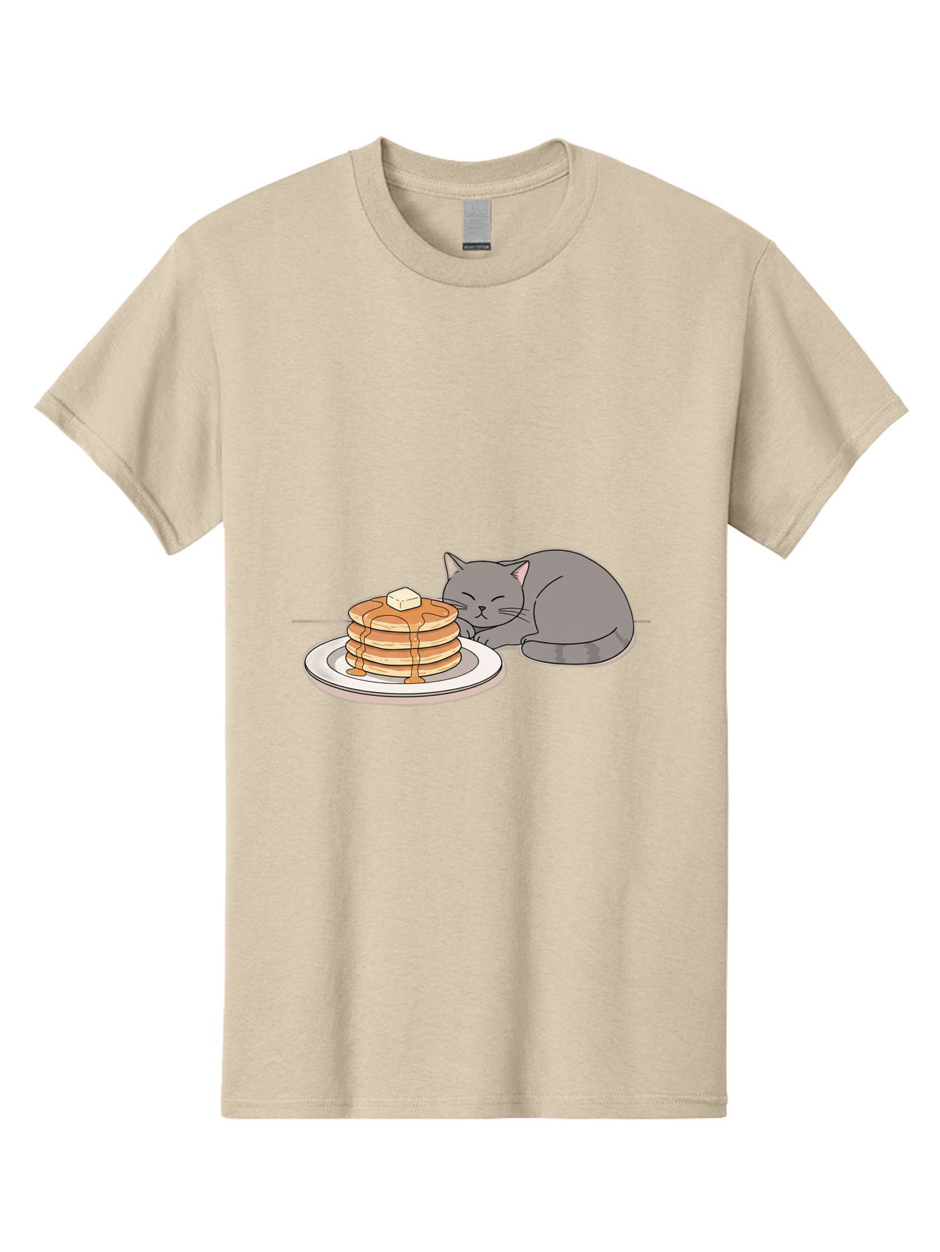 Cat-Sleeping-Next-To-Pancakes-1 Men'S Graphic Tee, 100% Cotton, Comfortable Casual Summer Wear, Machine Washable, Vintage Camera, Old Camera, Antique Camera, Black Camera, Classic Photography, Photography Equipment, Nostalgic Device, Bak218