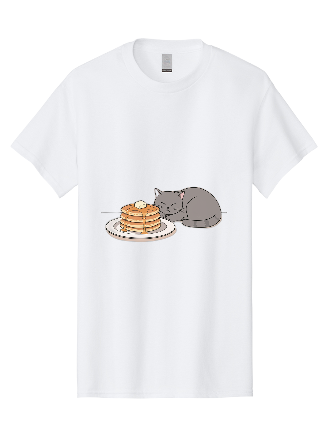 Cat-Sleeping-Next-To-Pancakes-1 Men'S Graphic Tee, 100% Cotton, Comfortable Casual Summer Wear, Machine Washable, Vintage Camera, Old Camera, Antique Camera, Black Camera, Classic Photography, Photography Equipment, Nostalgic Device, Bak218