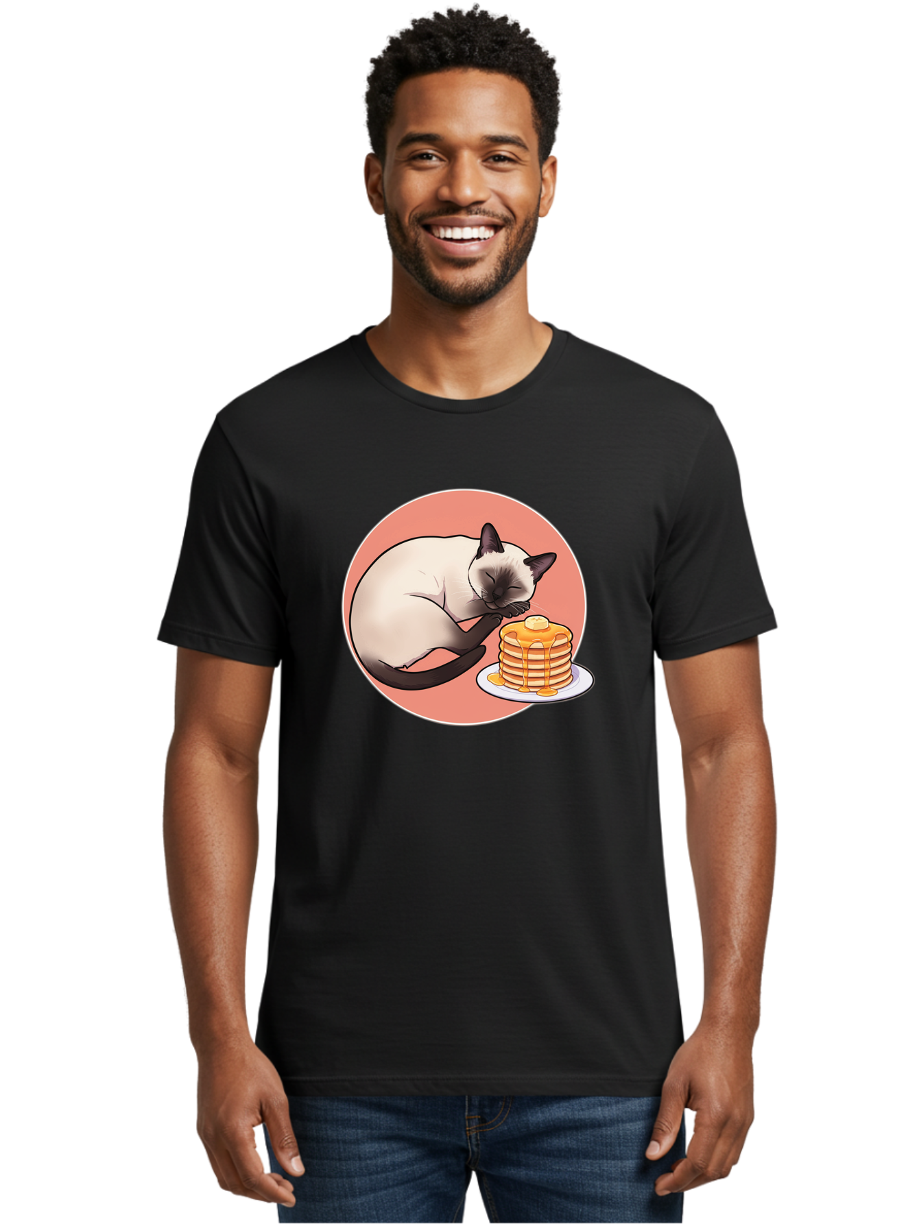 Cat-Sleeping-Next-To-Pancakes Men'S Graphic Tee, 100% Cotton, Comfortable Casual Summer Wear, Machine Washable, Vintage Camera, Old Camera, Antique Camera, Black Camera, Classic Photography, Photography Equipment, Nostalgic Device, Bak219