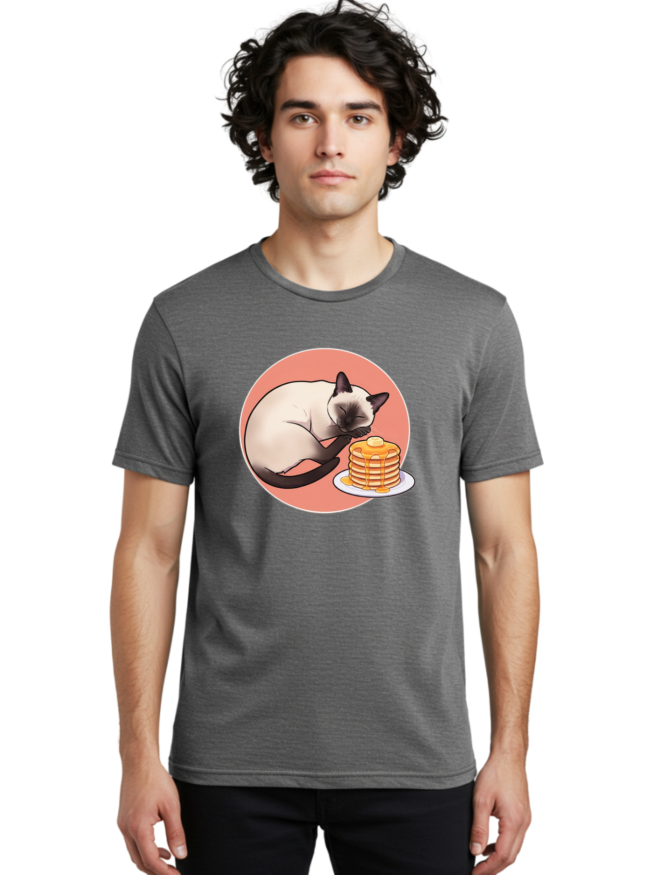Cat-Sleeping-Next-To-Pancakes Men'S Graphic Tee, 100% Cotton, Comfortable Casual Summer Wear, Machine Washable, Vintage Camera, Old Camera, Antique Camera, Black Camera, Classic Photography, Photography Equipment, Nostalgic Device, Bak219