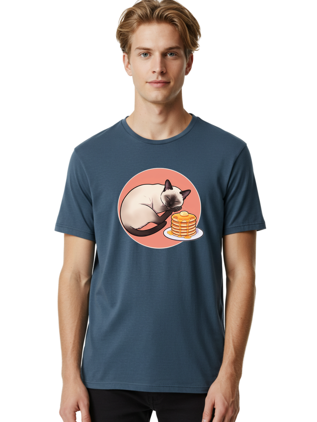 Cat-Sleeping-Next-To-Pancakes Men'S Graphic Tee, 100% Cotton, Comfortable Casual Summer Wear, Machine Washable, Vintage Camera, Old Camera, Antique Camera, Black Camera, Classic Photography, Photography Equipment, Nostalgic Device, Bak219