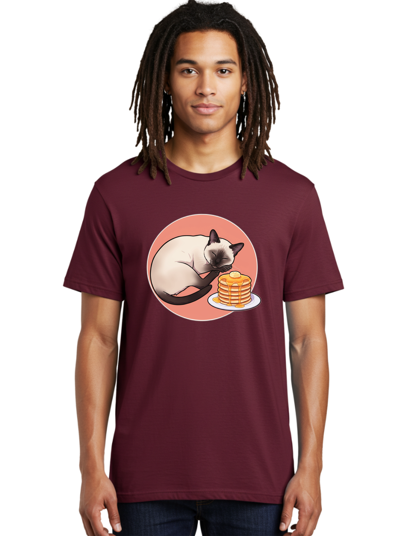 Cat-Sleeping-Next-To-Pancakes Men'S Graphic Tee, 100% Cotton, Comfortable Casual Summer Wear, Machine Washable, Vintage Camera, Old Camera, Antique Camera, Black Camera, Classic Photography, Photography Equipment, Nostalgic Device, Bak219