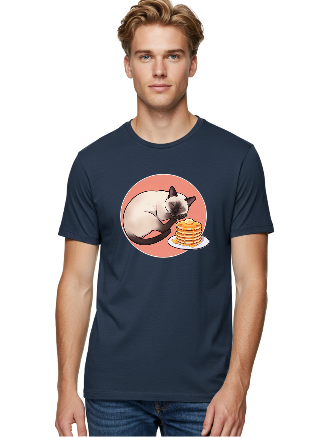 Cat-Sleeping-Next-To-Pancakes Men'S Graphic Tee, 100% Cotton, Comfortable Casual Summer Wear, Machine Washable, Vintage Camera, Old Camera, Antique Camera, Black Camera, Classic Photography, Photography Equipment, Nostalgic Device, Bak219