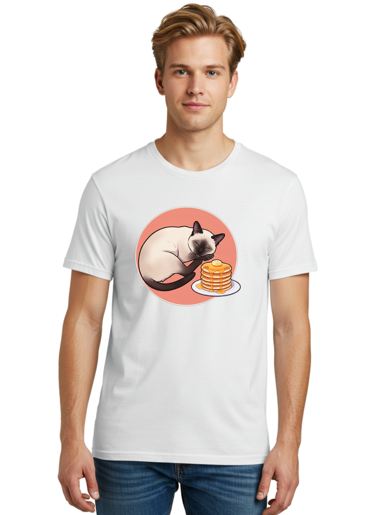 Cat-Sleeping-Next-To-Pancakes Men'S Graphic Tee, 100% Cotton, Comfortable Casual Summer Wear, Machine Washable, Vintage Camera, Old Camera, Antique Camera, Black Camera, Classic Photography, Photography Equipment, Nostalgic Device, Bak219