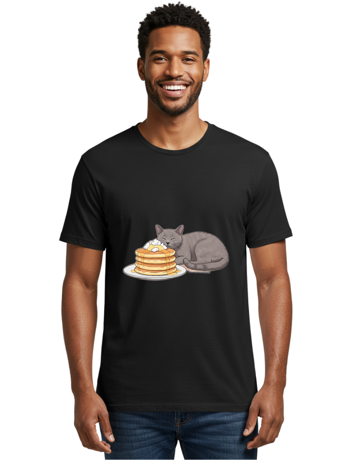 Cat-Sleeping-On-Pancakes-1 Men'S Graphic Tee, 100% Cotton, Comfortable Casual Summer Wear, Machine Washable, Vintage Camera, Old Camera, Antique Camera, Black Camera, Classic Photography, Photography Equipment, Nostalgic Device, Film Camera, Bak220