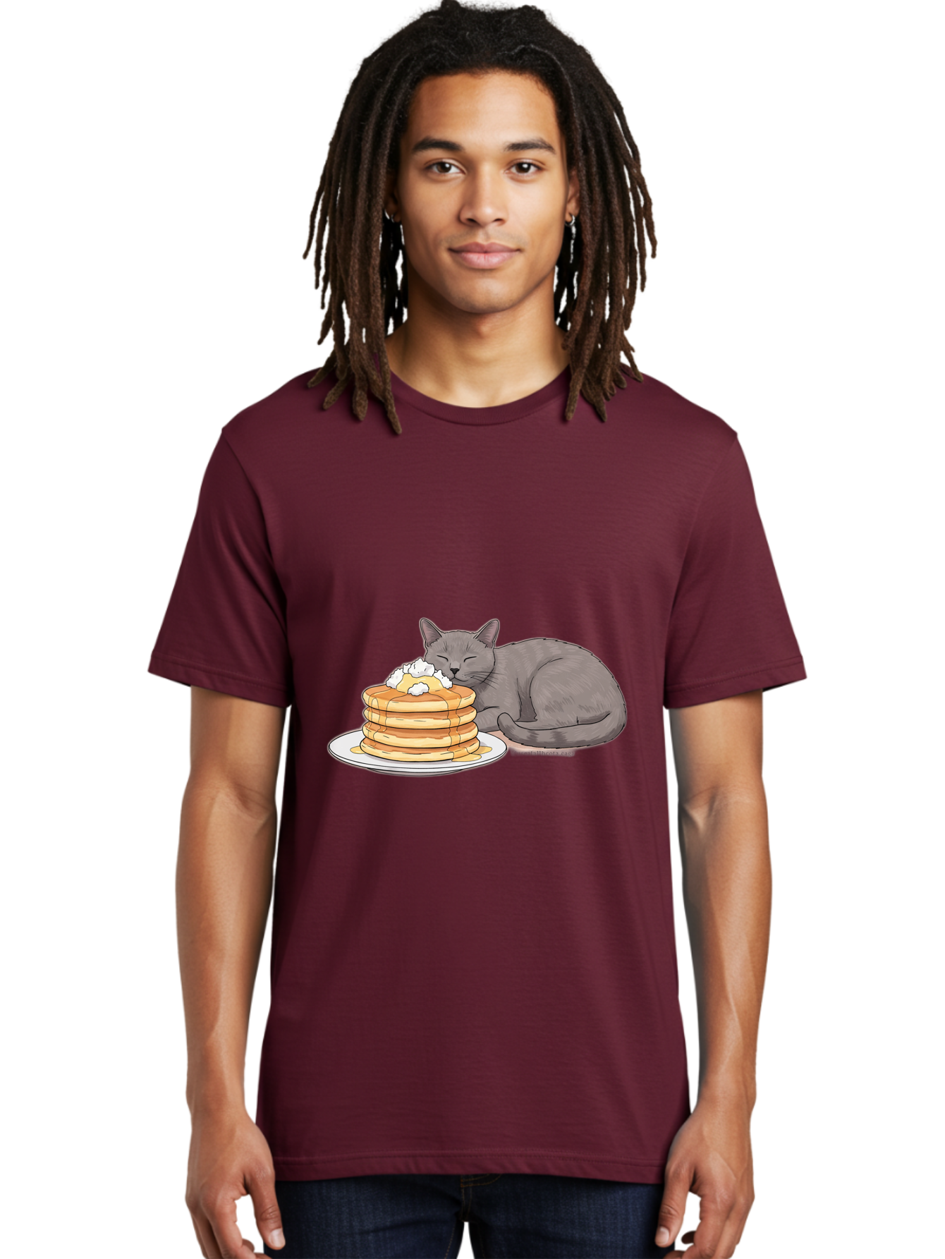 Cat-Sleeping-On-Pancakes-1 Men'S Graphic Tee, 100% Cotton, Comfortable Casual Summer Wear, Machine Washable, Vintage Camera, Old Camera, Antique Camera, Black Camera, Classic Photography, Photography Equipment, Nostalgic Device, Film Camera, Bak220