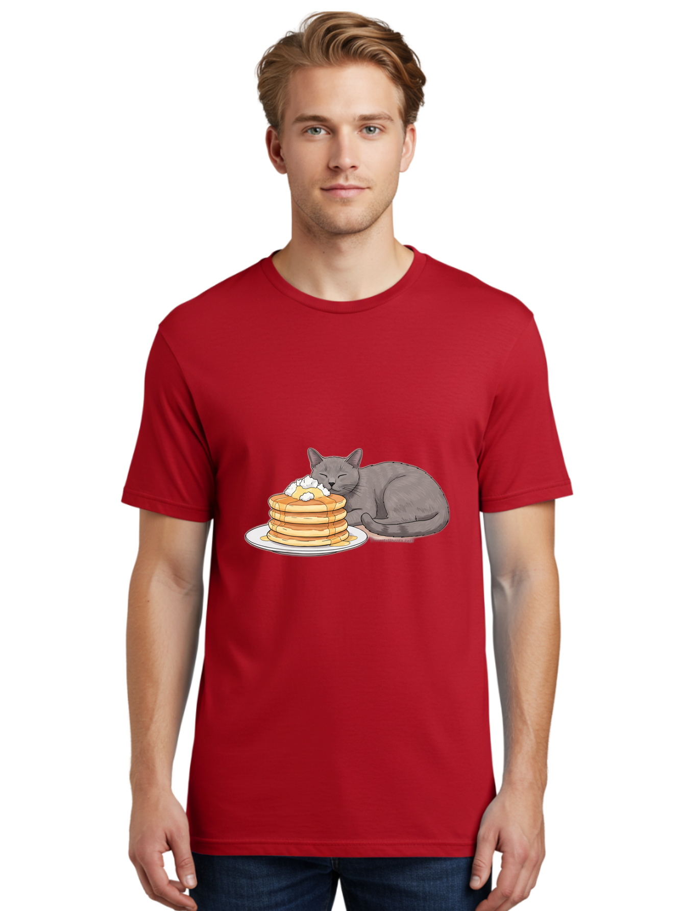 Cat-Sleeping-On-Pancakes-1 Men'S Graphic Tee, 100% Cotton, Comfortable Casual Summer Wear, Machine Washable, Vintage Camera, Old Camera, Antique Camera, Black Camera, Classic Photography, Photography Equipment, Nostalgic Device, Film Camera, Bak220