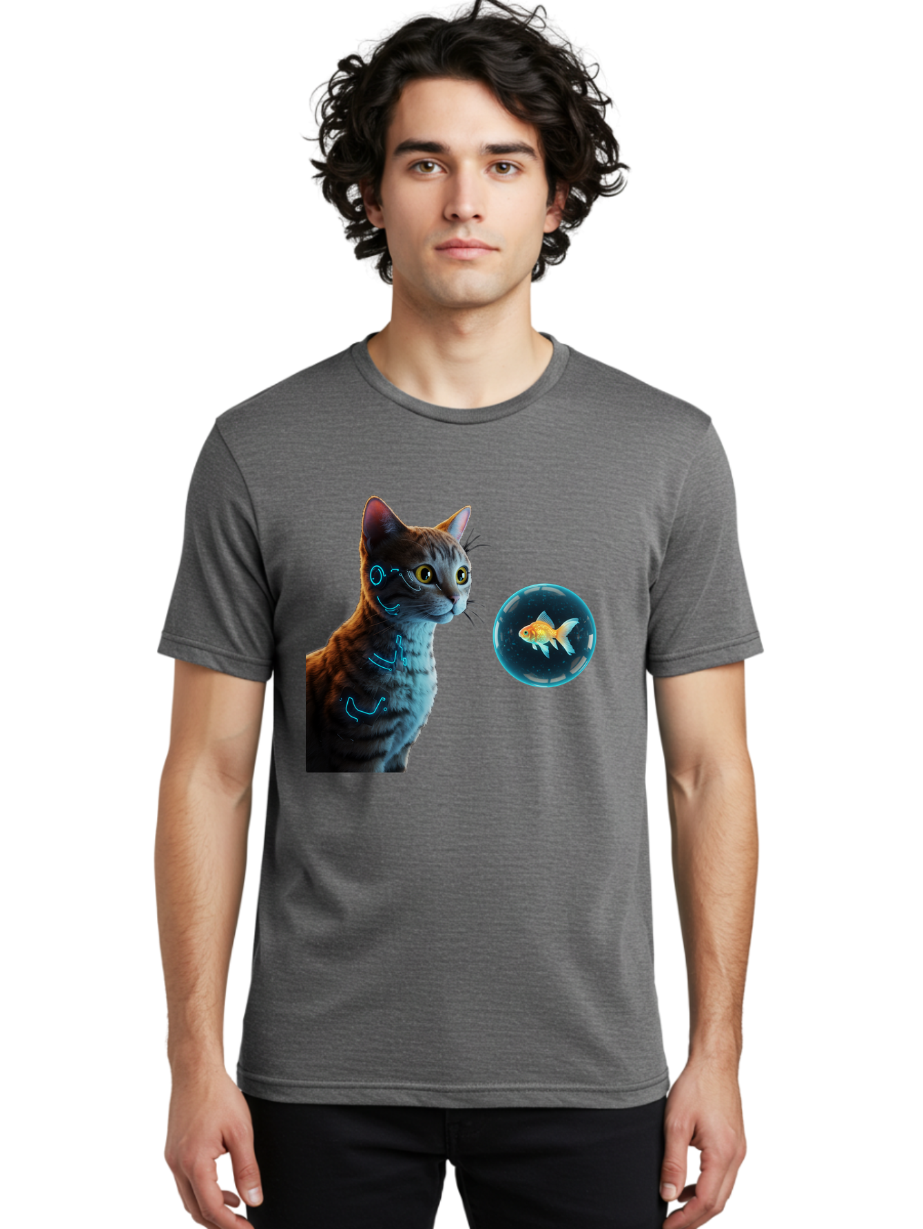 Cat-With-Fishbowl Men'S Graphic Tee, 100% Cotton, Comfortable Casual Summer Wear, Machine Washable, Vintage Camera, Old Camera, Antique Camera, Black Camera, Classic Photography, Photography Equipment, Nostalgic Device, Film Camera, Camera Art Bak223