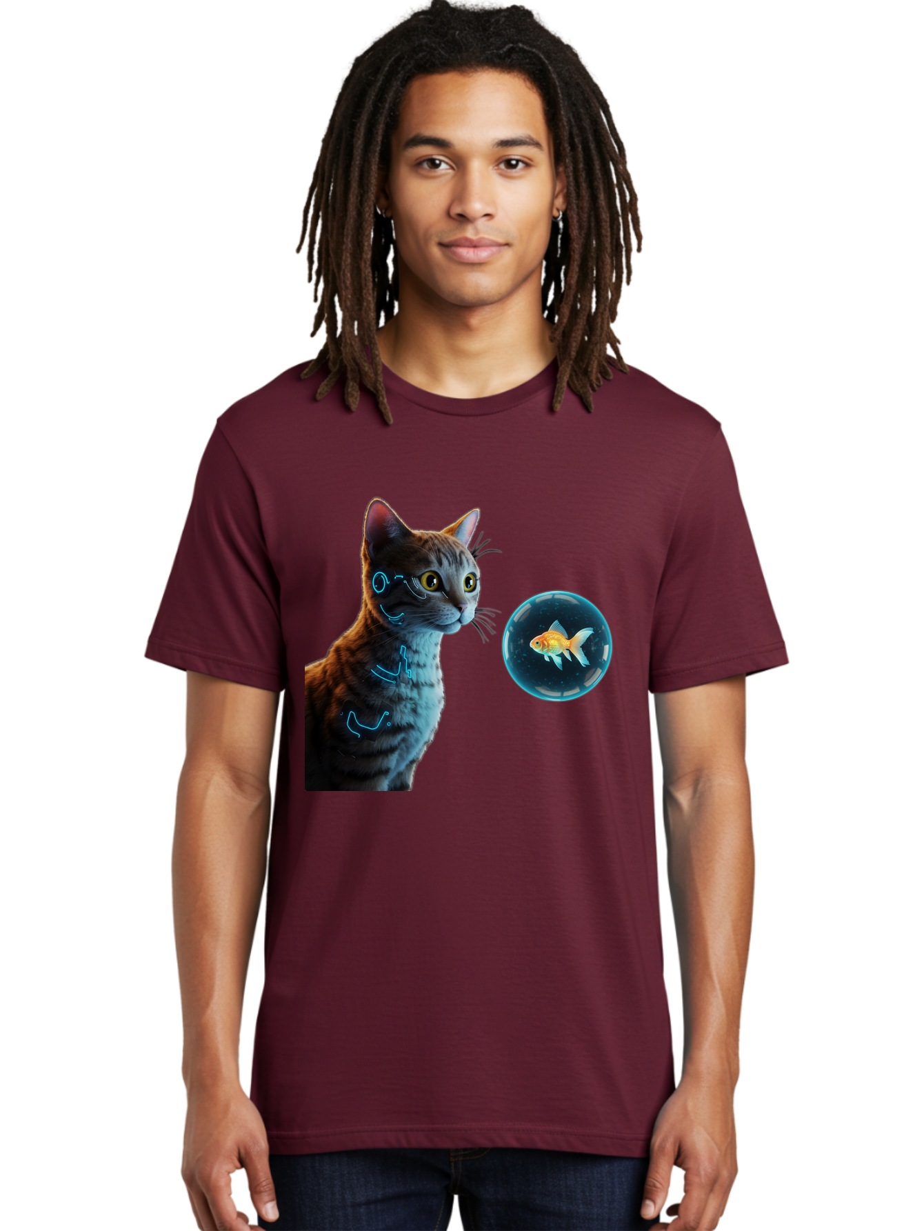 Cat-With-Fishbowl Men'S Graphic Tee, 100% Cotton, Comfortable Casual Summer Wear, Machine Washable, Vintage Camera, Old Camera, Antique Camera, Black Camera, Classic Photography, Photography Equipment, Nostalgic Device, Film Camera, Camera Art Bak223