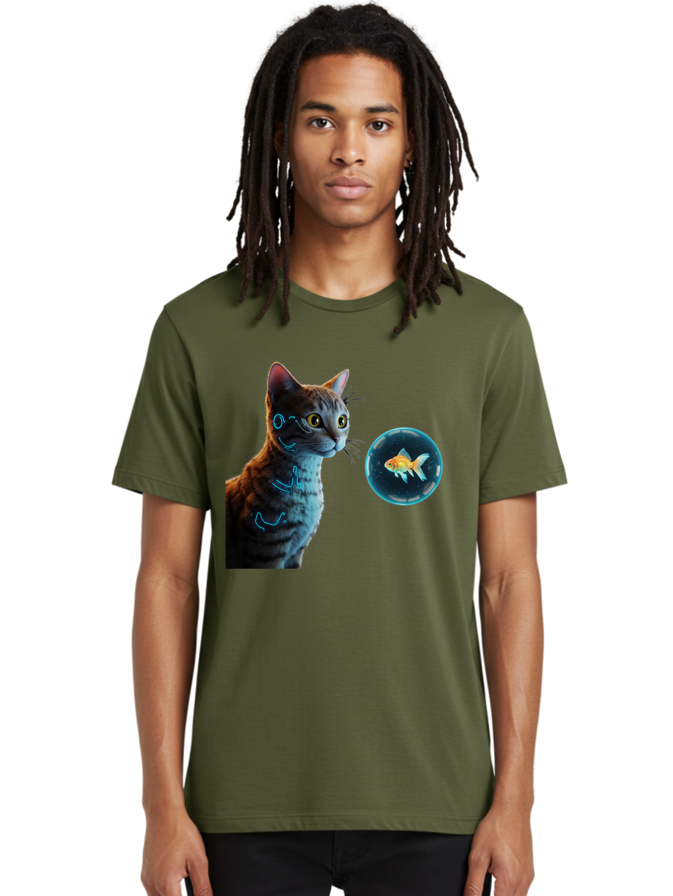 Cat-With-Fishbowl Men'S Graphic Tee, 100% Cotton, Comfortable Casual Summer Wear, Machine Washable, Vintage Camera, Old Camera, Antique Camera, Black Camera, Classic Photography, Photography Equipment, Nostalgic Device, Film Camera, Camera Art Bak223