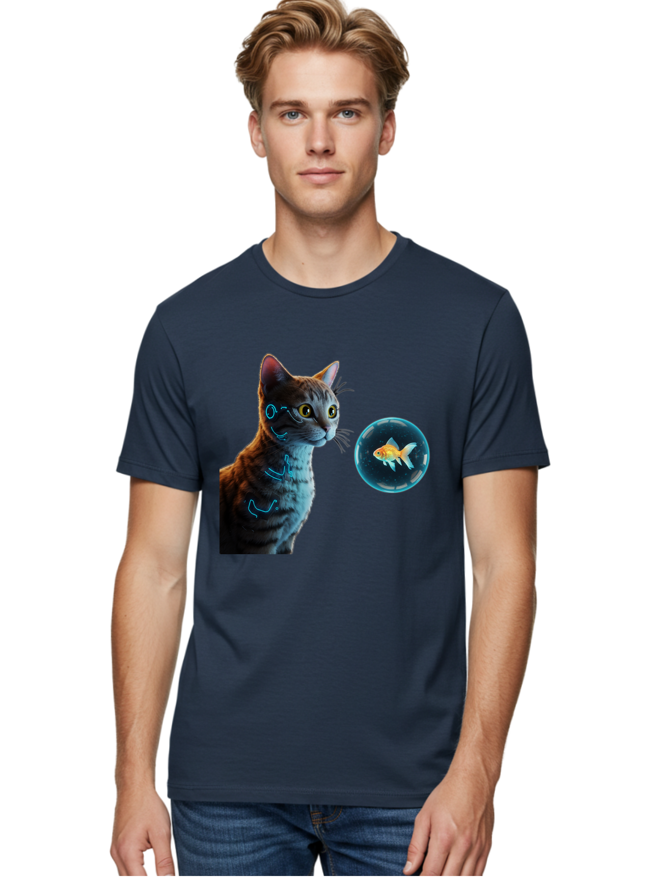 Cat-With-Fishbowl Men'S Graphic Tee, 100% Cotton, Comfortable Casual Summer Wear, Machine Washable, Vintage Camera, Old Camera, Antique Camera, Black Camera, Classic Photography, Photography Equipment, Nostalgic Device, Film Camera, Camera Art Bak223