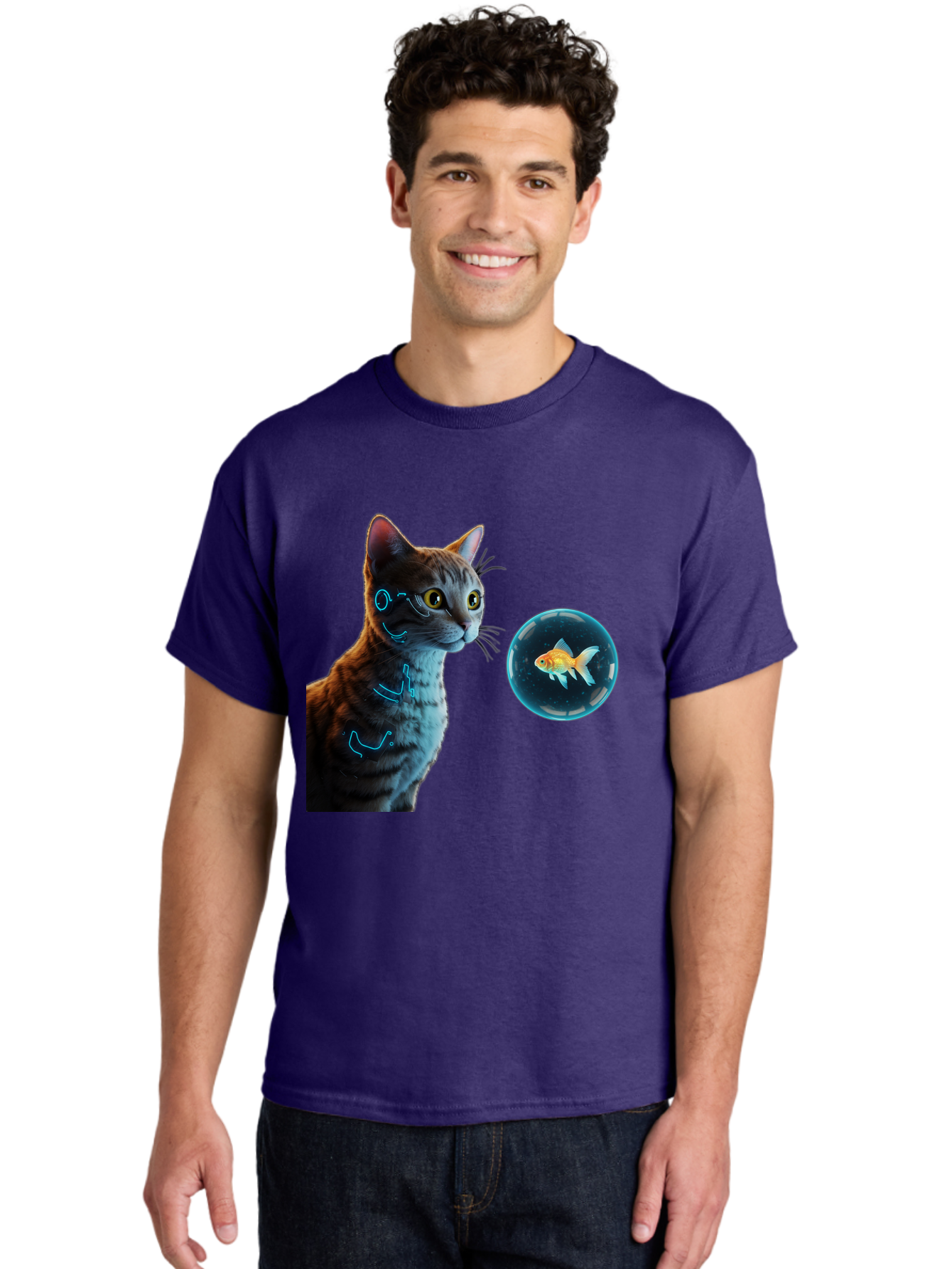 Cat-With-Fishbowl Men'S Graphic Tee, 100% Cotton, Comfortable Casual Summer Wear, Machine Washable, Vintage Camera, Old Camera, Antique Camera, Black Camera, Classic Photography, Photography Equipment, Nostalgic Device, Film Camera, Camera Art Bak223