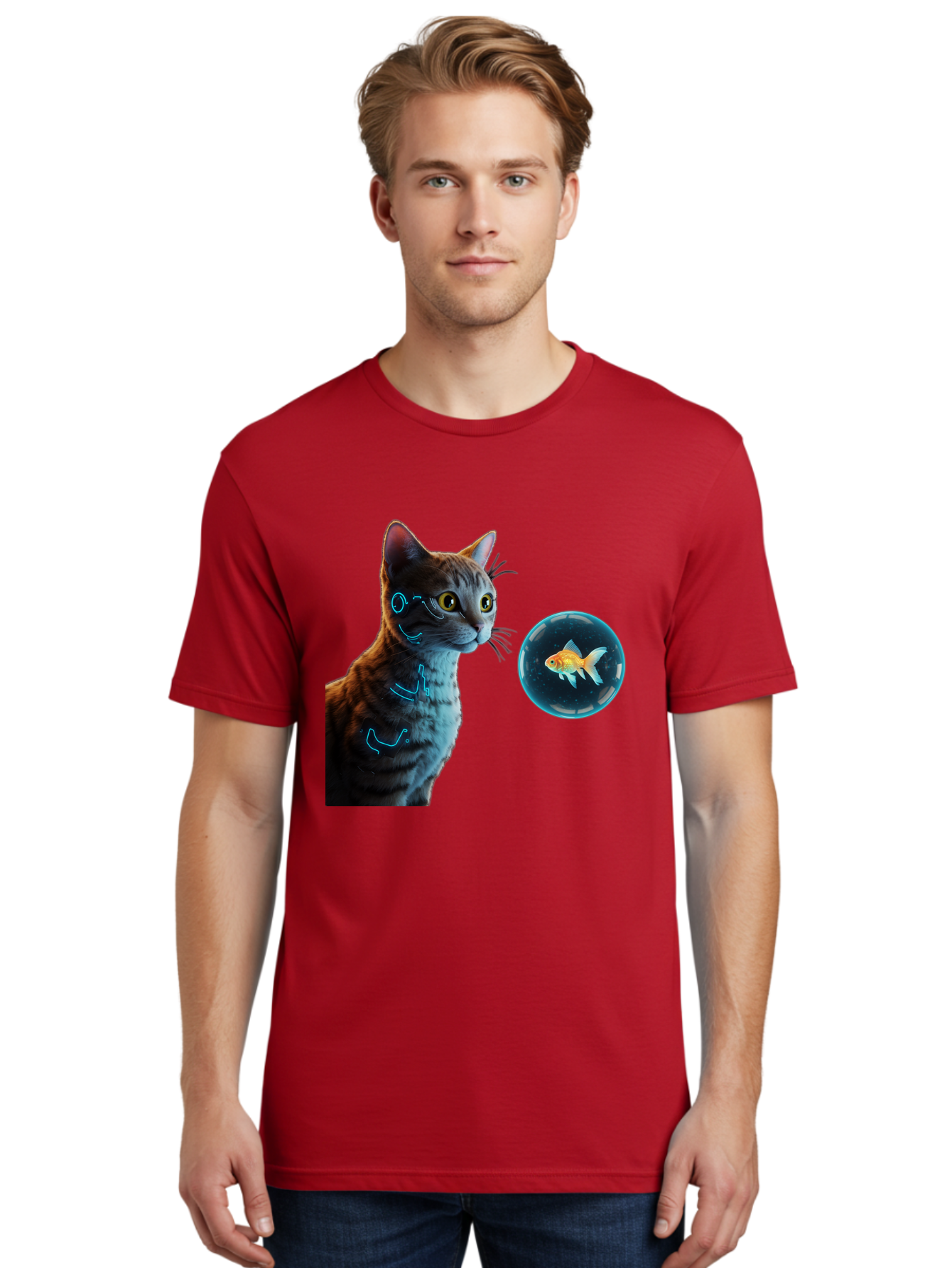 Cat-With-Fishbowl Men'S Graphic Tee, 100% Cotton, Comfortable Casual Summer Wear, Machine Washable, Vintage Camera, Old Camera, Antique Camera, Black Camera, Classic Photography, Photography Equipment, Nostalgic Device, Film Camera, Camera Art Bak223