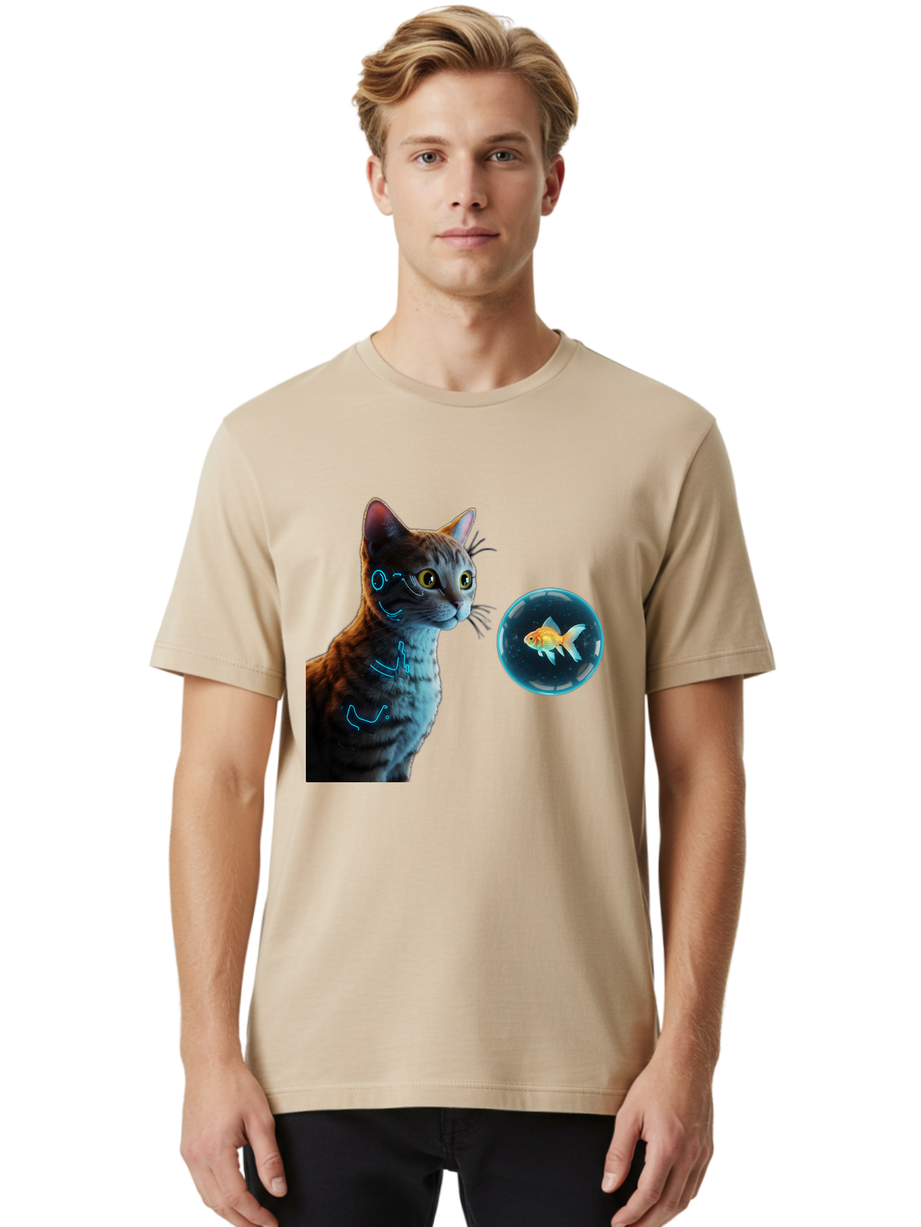 Cat-With-Fishbowl Men'S Graphic Tee, 100% Cotton, Comfortable Casual Summer Wear, Machine Washable, Vintage Camera, Old Camera, Antique Camera, Black Camera, Classic Photography, Photography Equipment, Nostalgic Device, Film Camera, Camera Art Bak223