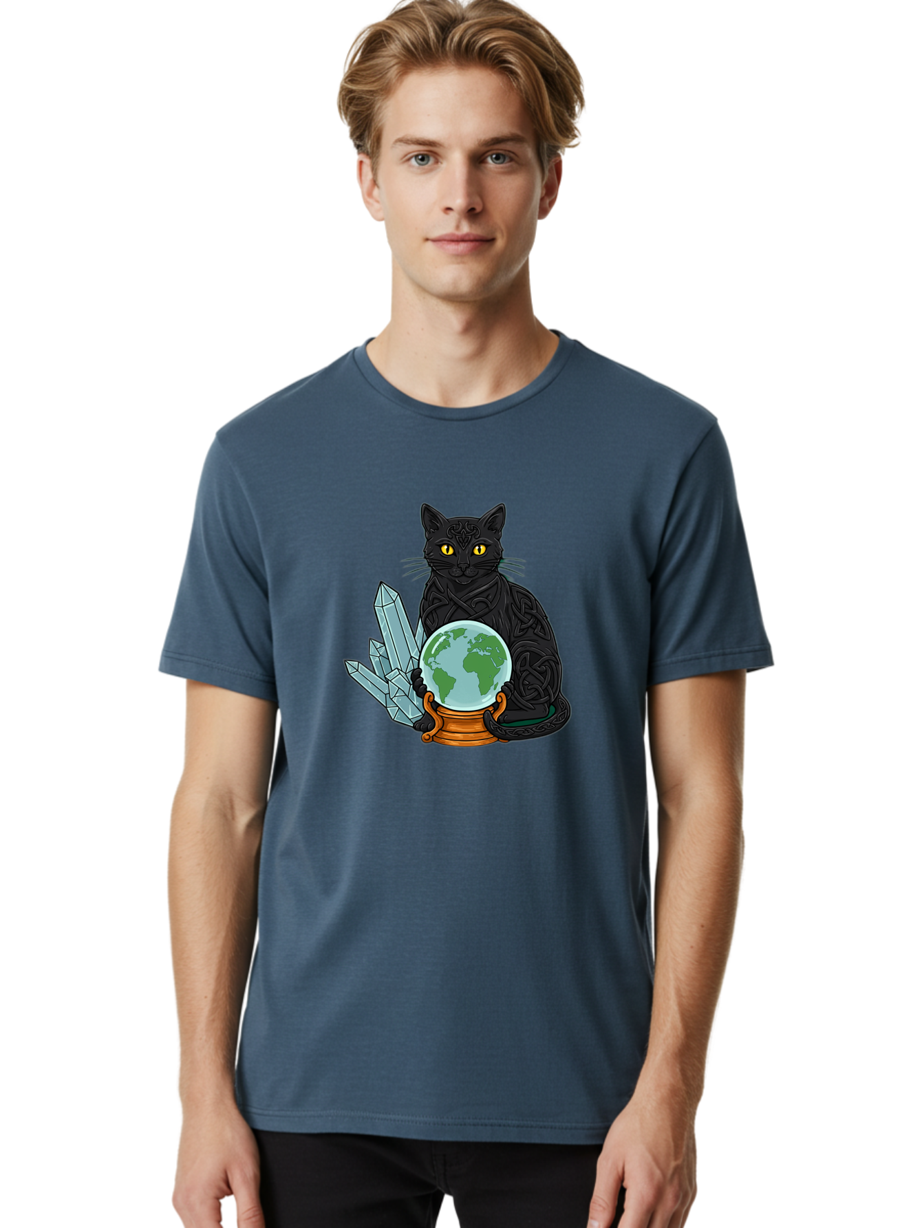 Celtic-Cat-With-Globe Men'S Graphic Tee, 100% Cotton, Comfortable Casual Summer Wear, Machine Washable, Vintage Camera, Old Camera, Antique Camera, Black Camera, Classic Photography, Photography Equipment, Nostalgic Device, Film Camera, Bak225