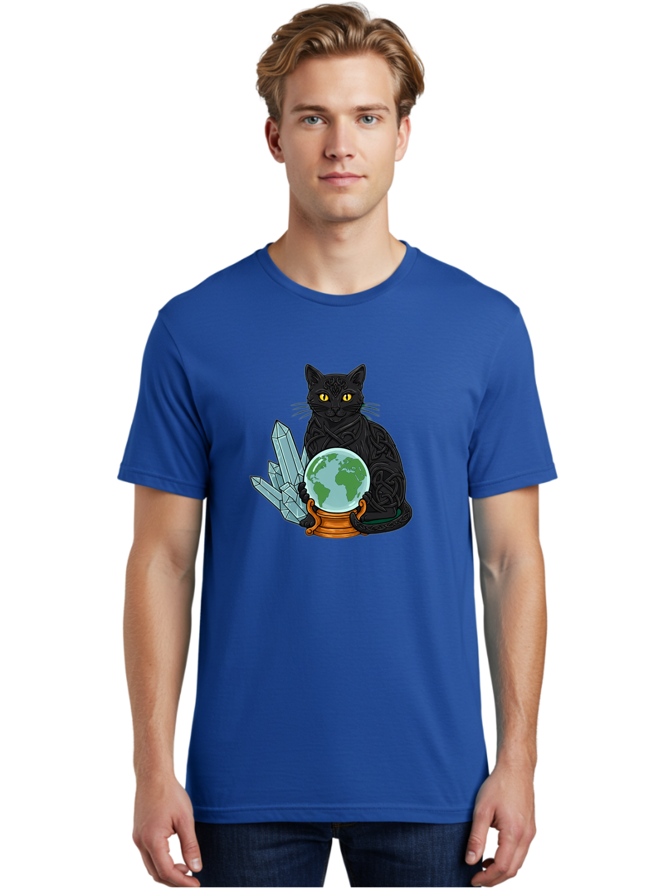 Celtic-Cat-With-Globe Men'S Graphic Tee, 100% Cotton, Comfortable Casual Summer Wear, Machine Washable, Vintage Camera, Old Camera, Antique Camera, Black Camera, Classic Photography, Photography Equipment, Nostalgic Device, Film Camera, Bak225