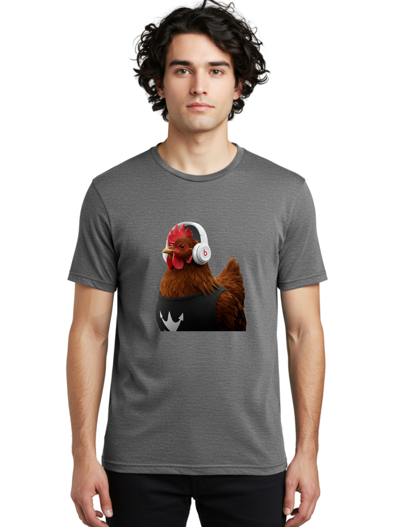 Chicken-With-Beats-Headphones Men'S Graphic Tee, 100% Cotton, Comfortable Casual Summer Wear, Machine Washable, Vintage Camera, Old Camera, Antique Camera, Black Camera, Classic Photography, Photography Equipment, Nostalgic Device, Bak243