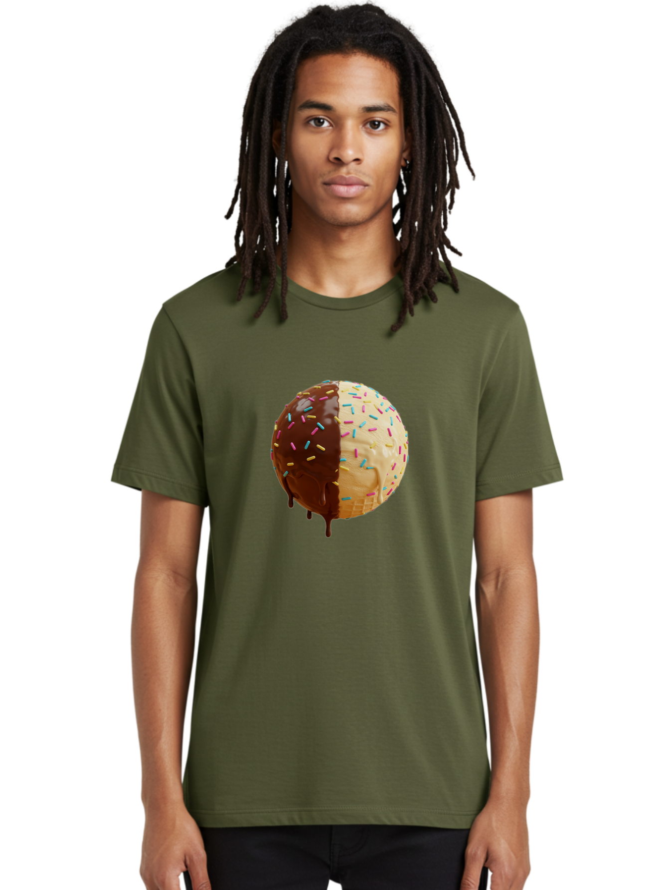 Chocolate-And-Vanilla-Ice-Cream Men'S Graphic Tee, 100% Cotton, Comfortable Casual Summer Wear, Machine Washable, Vintage Camera, Old Camera, Antique Camera, Black Camera, Classic Photography, Photography Equipment, Nostalgic Device, Bak246